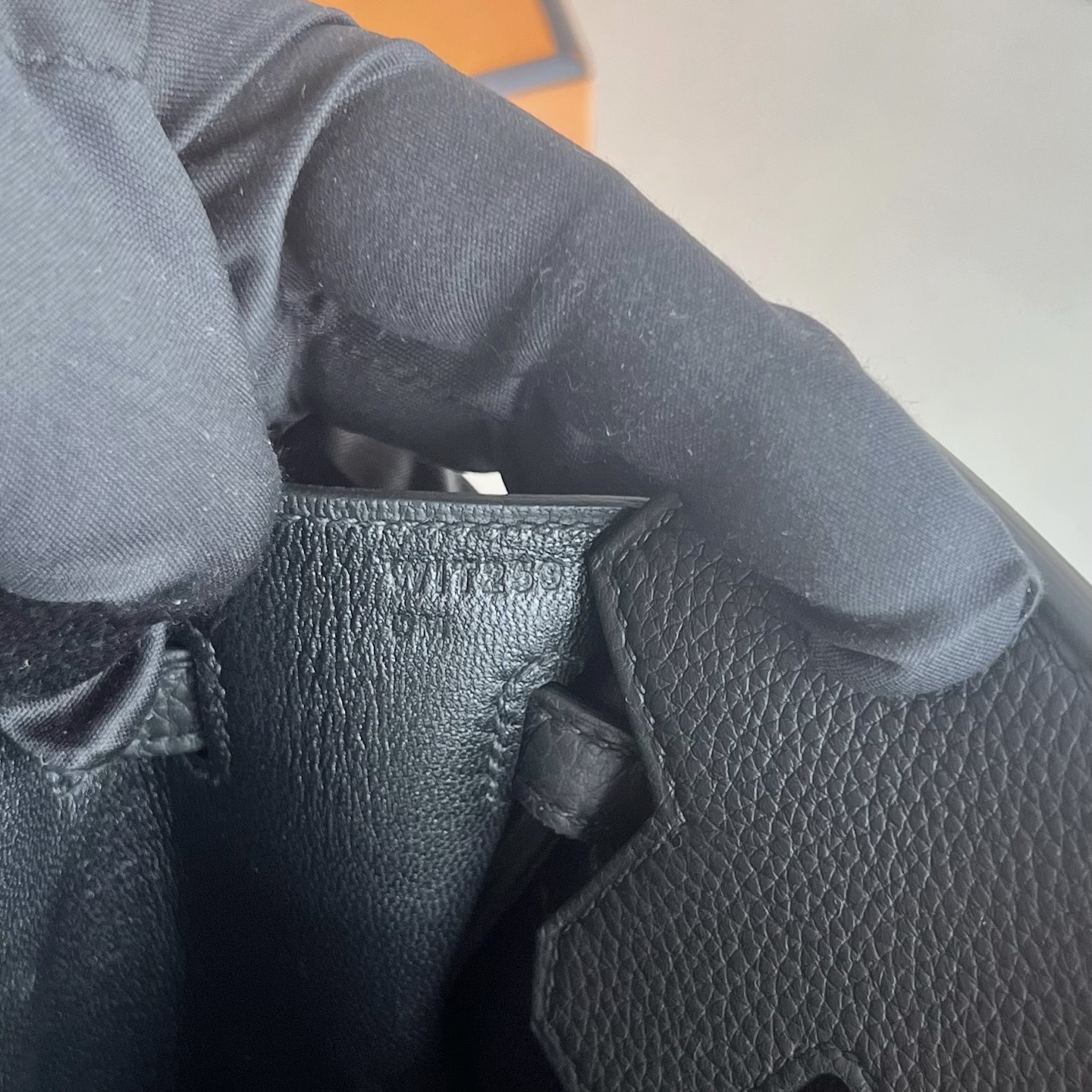 Spot Birkin 25cm Togo original German imported calfskin Color: Ck89 black Noir fully handmade wax thread sewing silver buckle Stock - Image 8