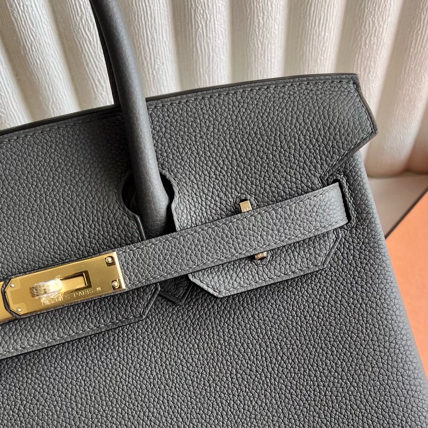 Birkin 30cm Togo original calfskin imported from Germany Color: 8F pewter gray Etain Fully handmade wax thread sewing Gold buckle Customized✈️ - Image 2
