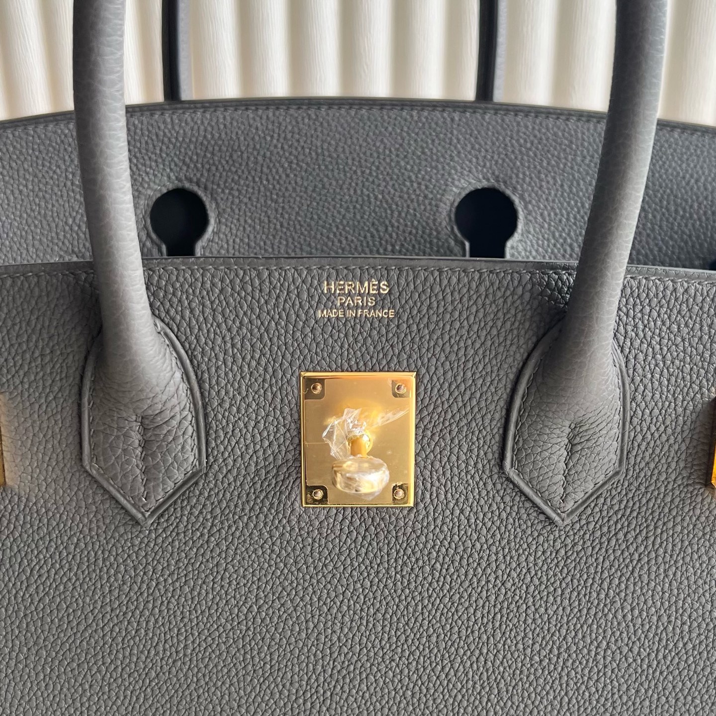 Birkin 30cm Togo original calfskin imported from Germany Color: 8F pewter gray Etain Fully handmade wax thread sewing Gold buckle Customized✈️ - Image 8