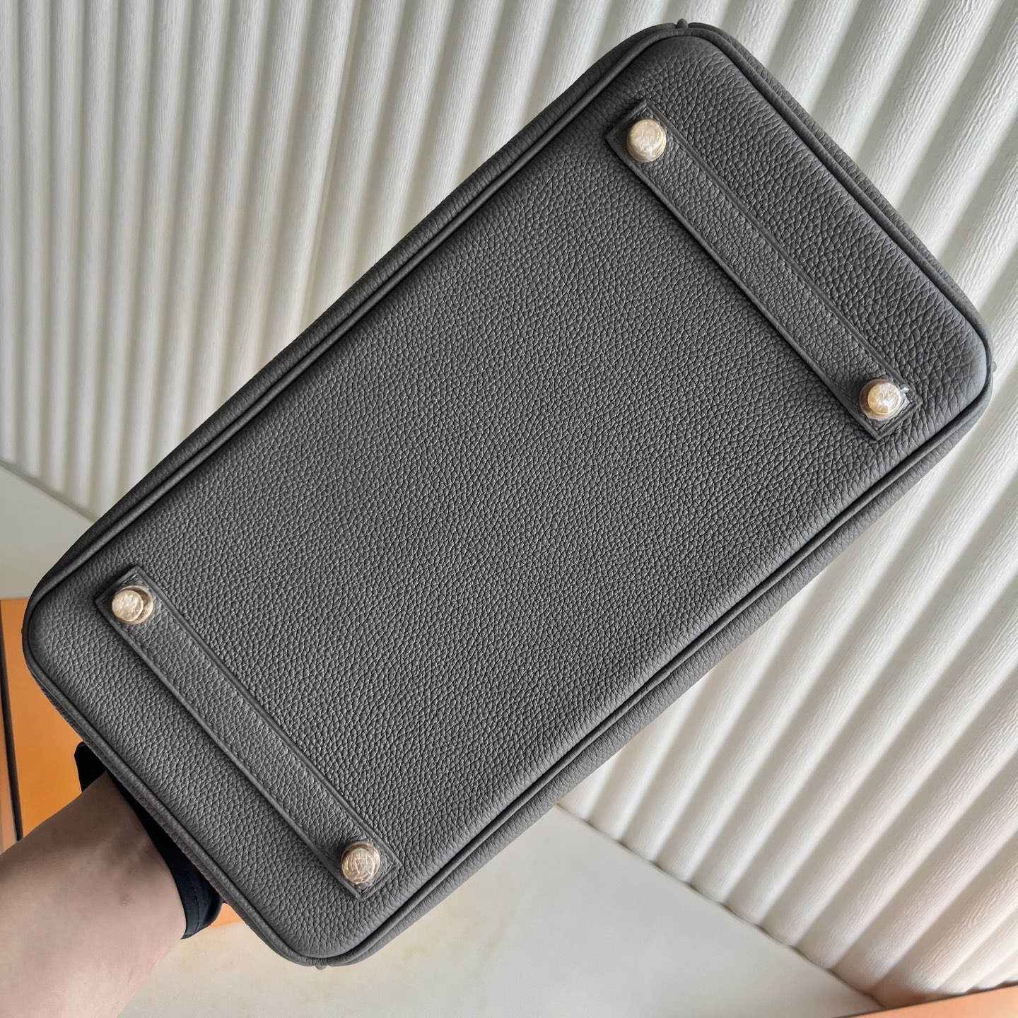 Birkin 30cm Togo original calfskin imported from Germany Color: 8F pewter gray Etain Fully handmade wax thread sewing Gold buckle Customized✈️ - Image 9
