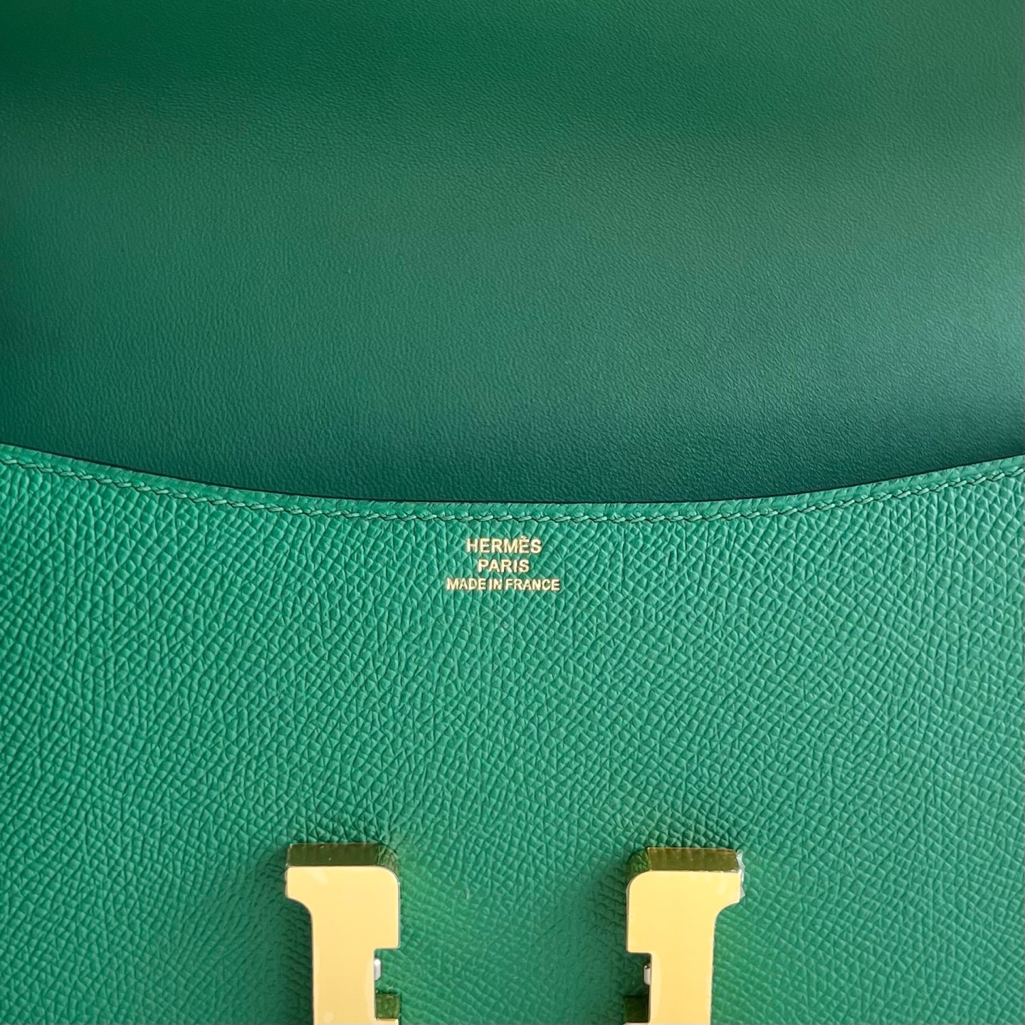 Constance elan 23cm🪞Mirror style Epsom Color: U4 velvet green Ghw fully handmade wax thread sewing Gold buckle customized✈️ - Image 7