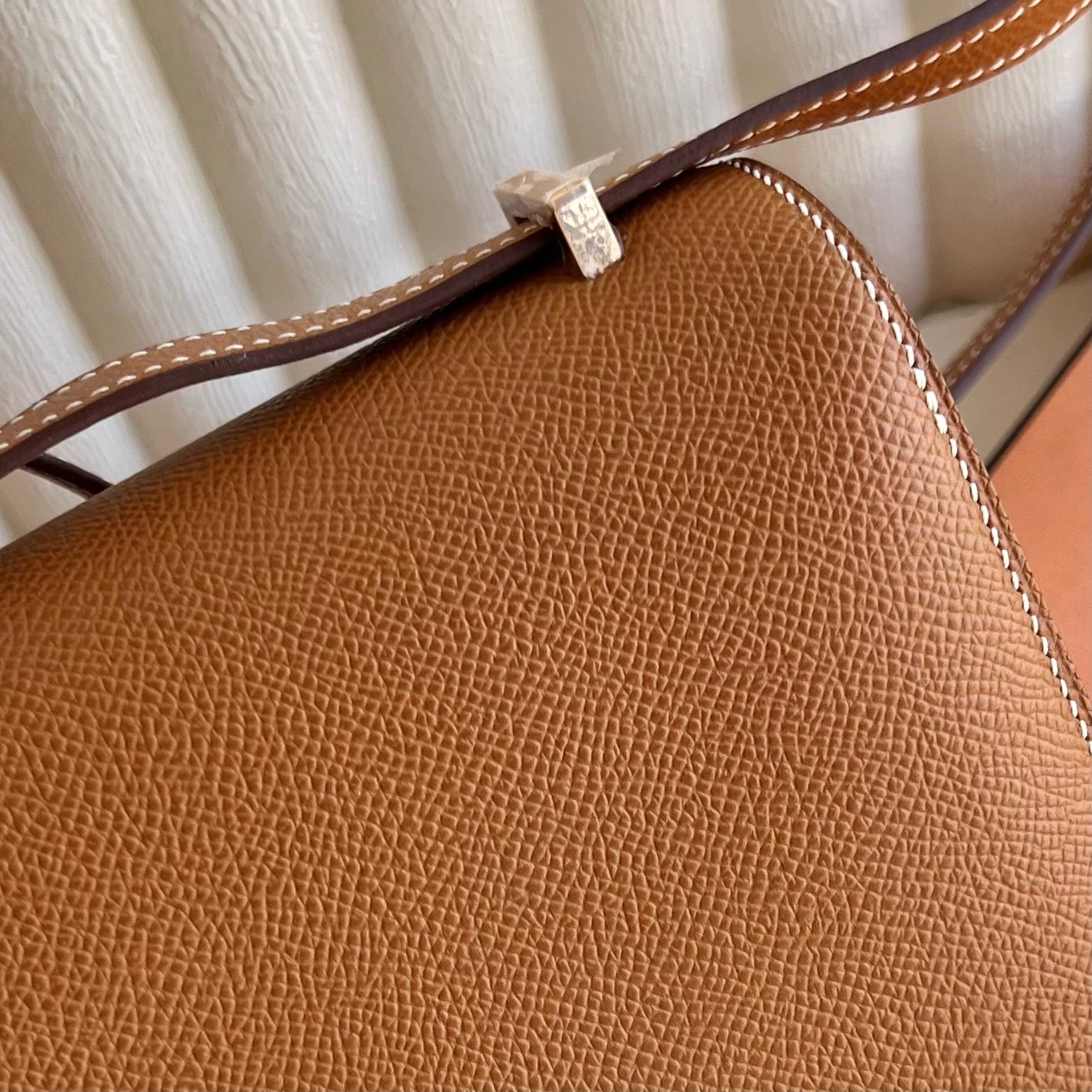 Constance 1-18cm mirror style🪞Epsom Color: 37 golden brown Gold Rghw fully handmade wax stitching Rose gold buckle customized✈️ - Image 5