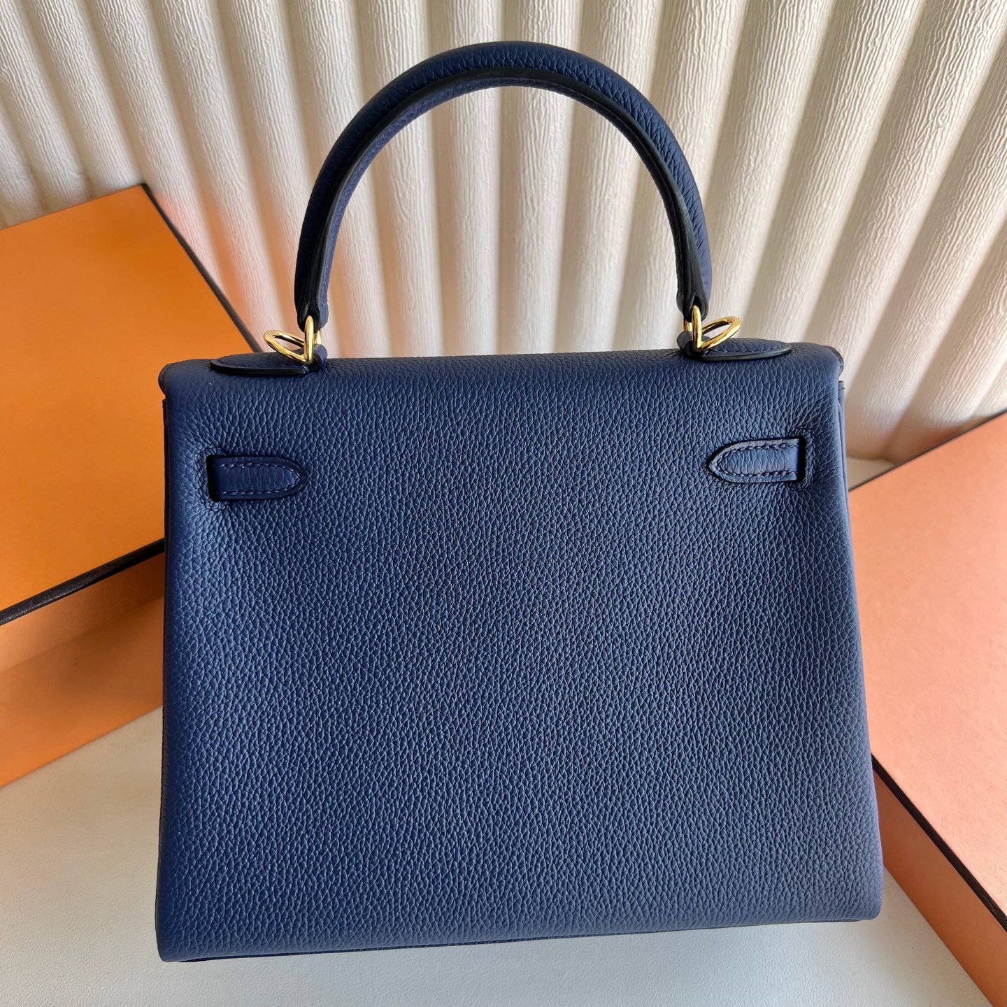 Kelly 25cm Togo original calfskin imported from Germany Color: 73 Sapphire Blue Sapphire Fully handmade wax stitching gold buckle - Image 4