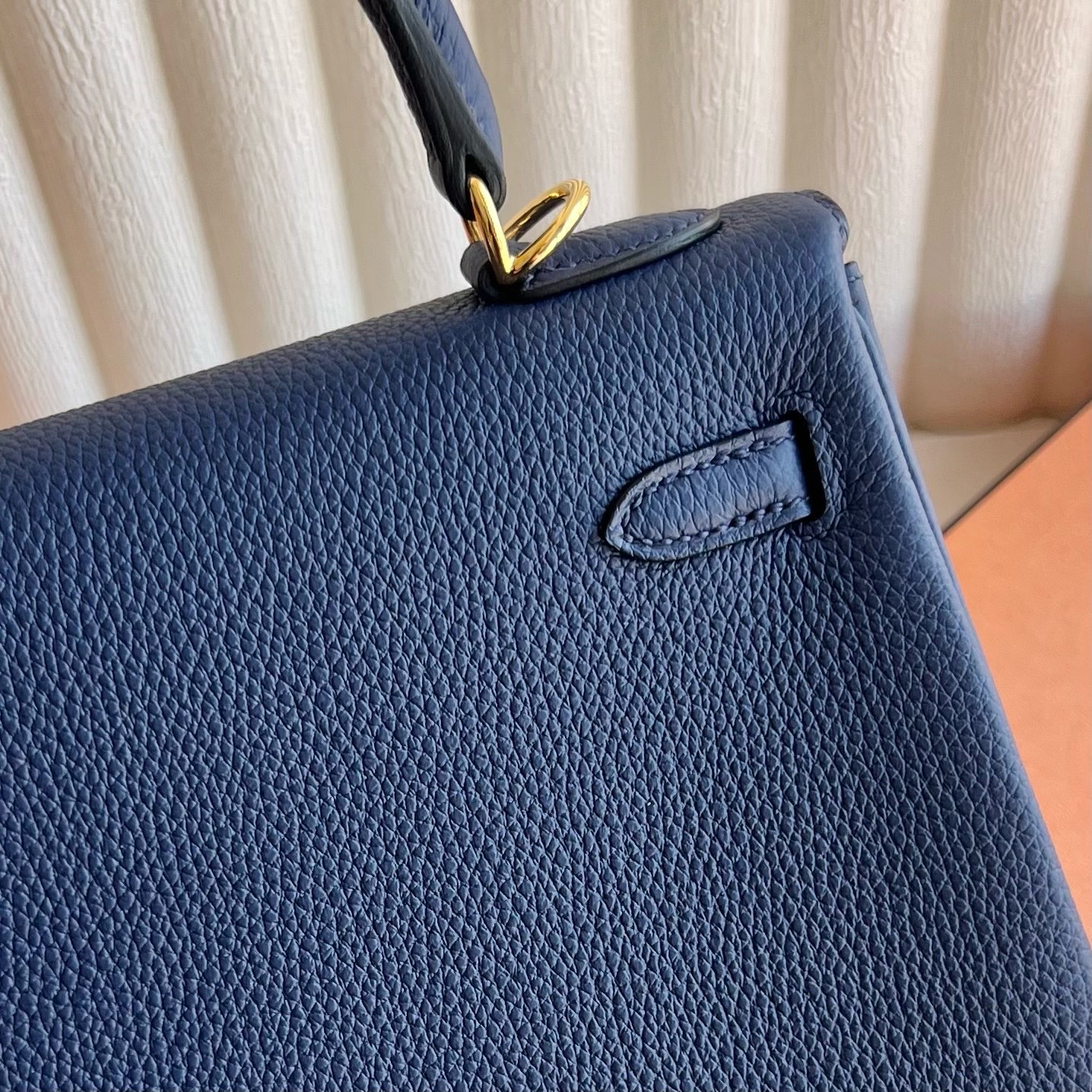 Kelly 25cm Togo original calfskin imported from Germany Color: 73 Sapphire Blue Sapphire Fully handmade wax stitching gold buckle - Image 5