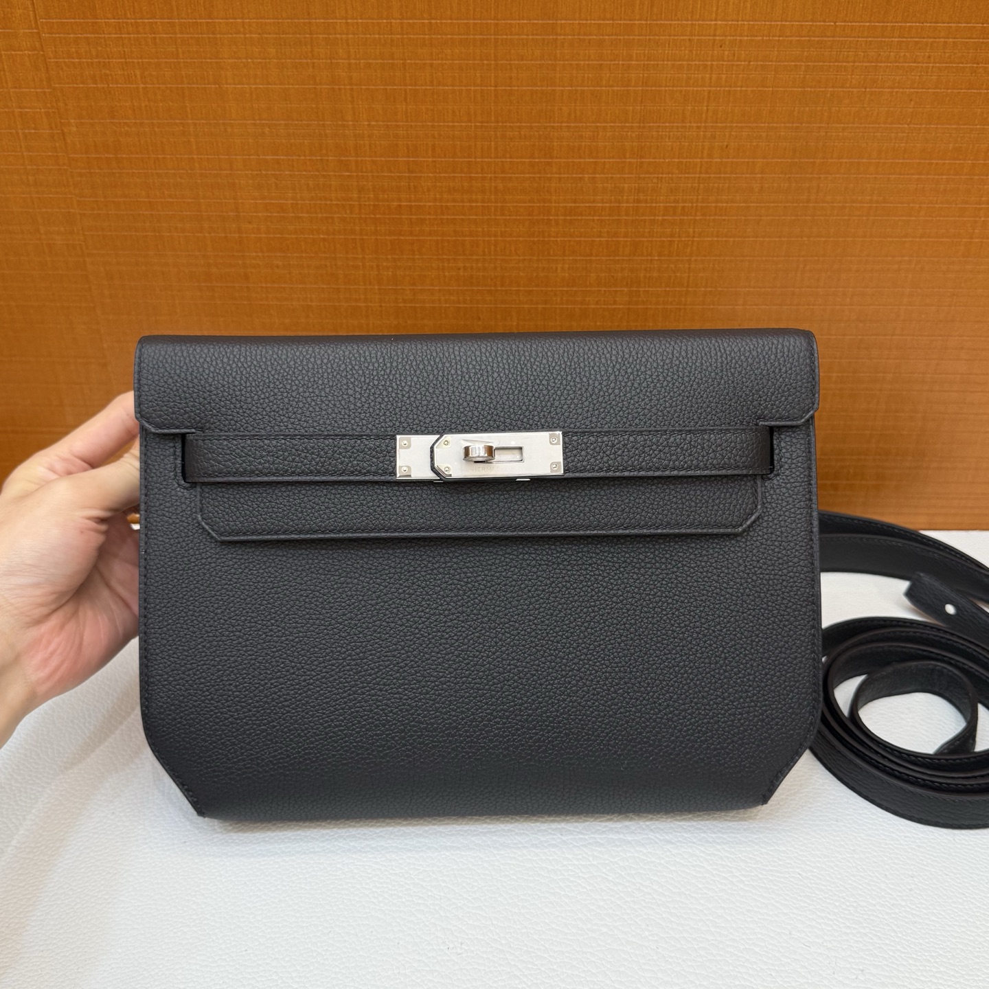 Kelly Depeches 25cm Togo original imported German calfskin Color: Ck89 black Noir Phw fully handmade wax stitching Silver buckle customized✈️ - Image 2