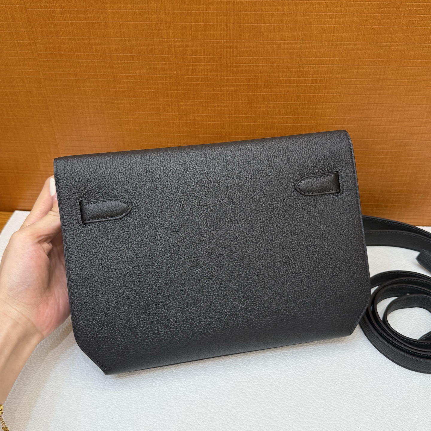 Kelly Depeches 25cm Togo original imported German calfskin Color: Ck89 black Noir Phw fully handmade wax stitching Silver buckle customized✈️ - Image 6