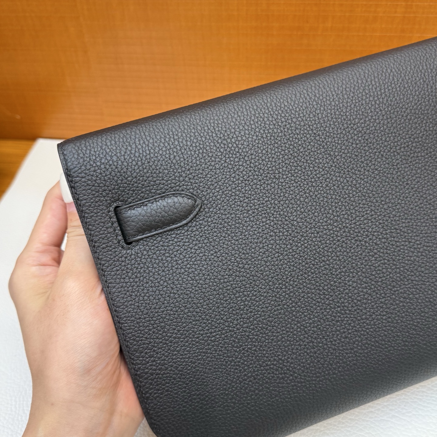 Kelly Depeches 25cm Togo original imported German calfskin Color: Ck89 black Noir Phw fully handmade wax stitching Silver buckle customized✈️ - Image 7