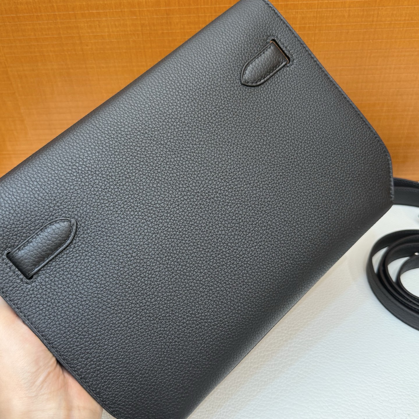Kelly Depeches 25cm Togo original imported German calfskin Color: Ck89 black Noir Phw fully handmade wax stitching Silver buckle customized✈️ - Image 8