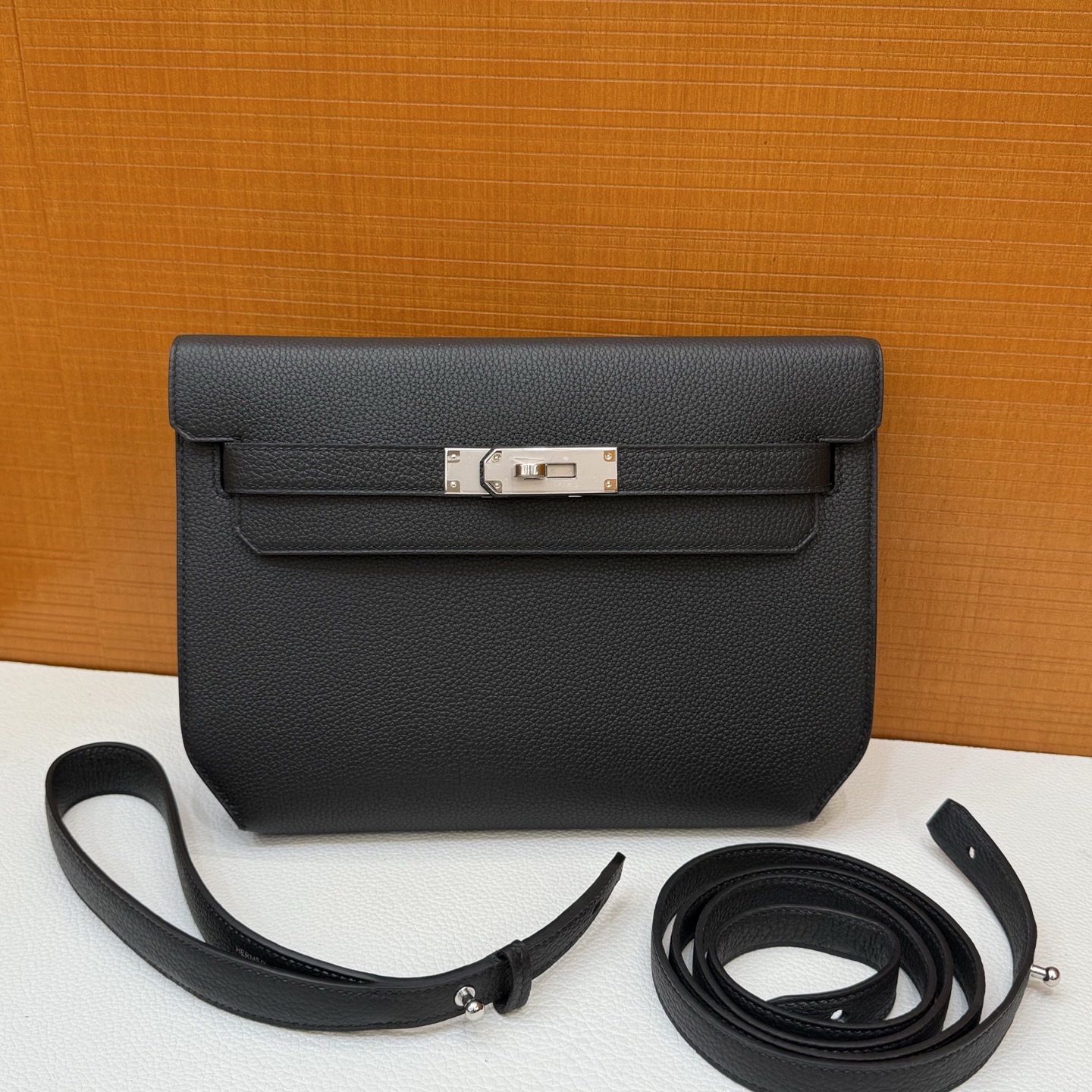 Kelly Depeches 25cm Togo original imported German calfskin Color: Ck89 black Noir Phw fully handmade wax stitching Silver buckle customized✈️ - Image 16