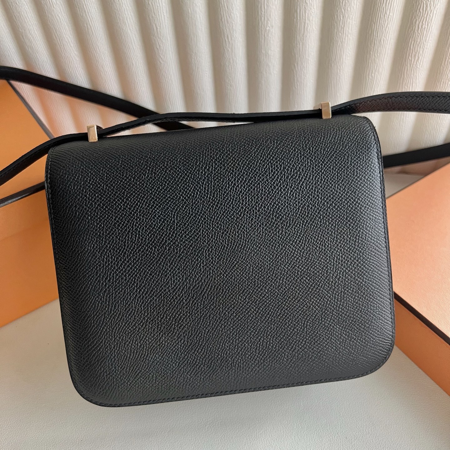 Constance 18cm Epsom Color: 89 black Noir Rghw fully handmade wax stitching Rose gold buckle customized✈️ - Image 4