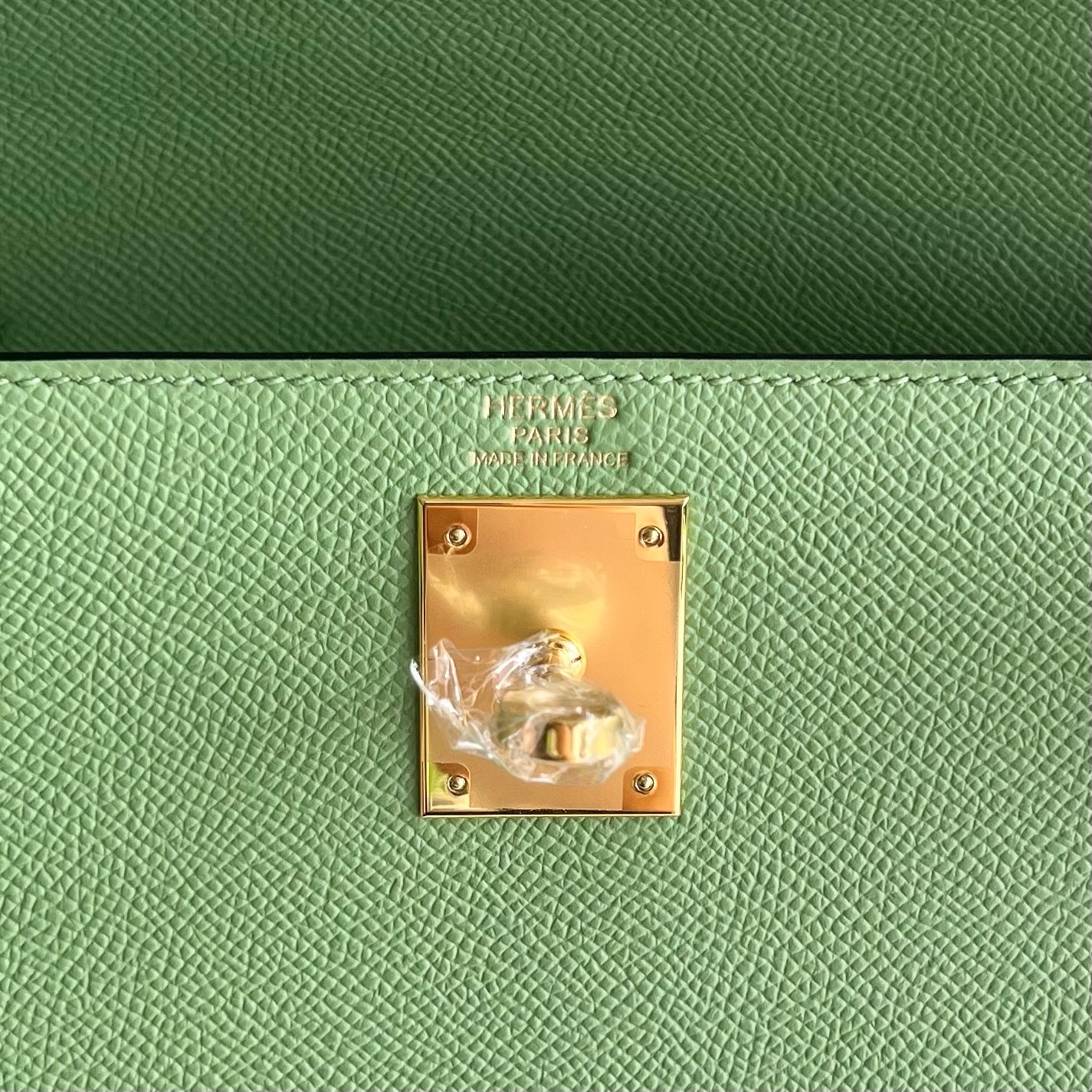 Kelly 28cm Epsom original imported German palm print Color: 3i avocado green, fully handmade wax stitching Original hardware hand-engraved Gold buckle customized✈️ - Image 9