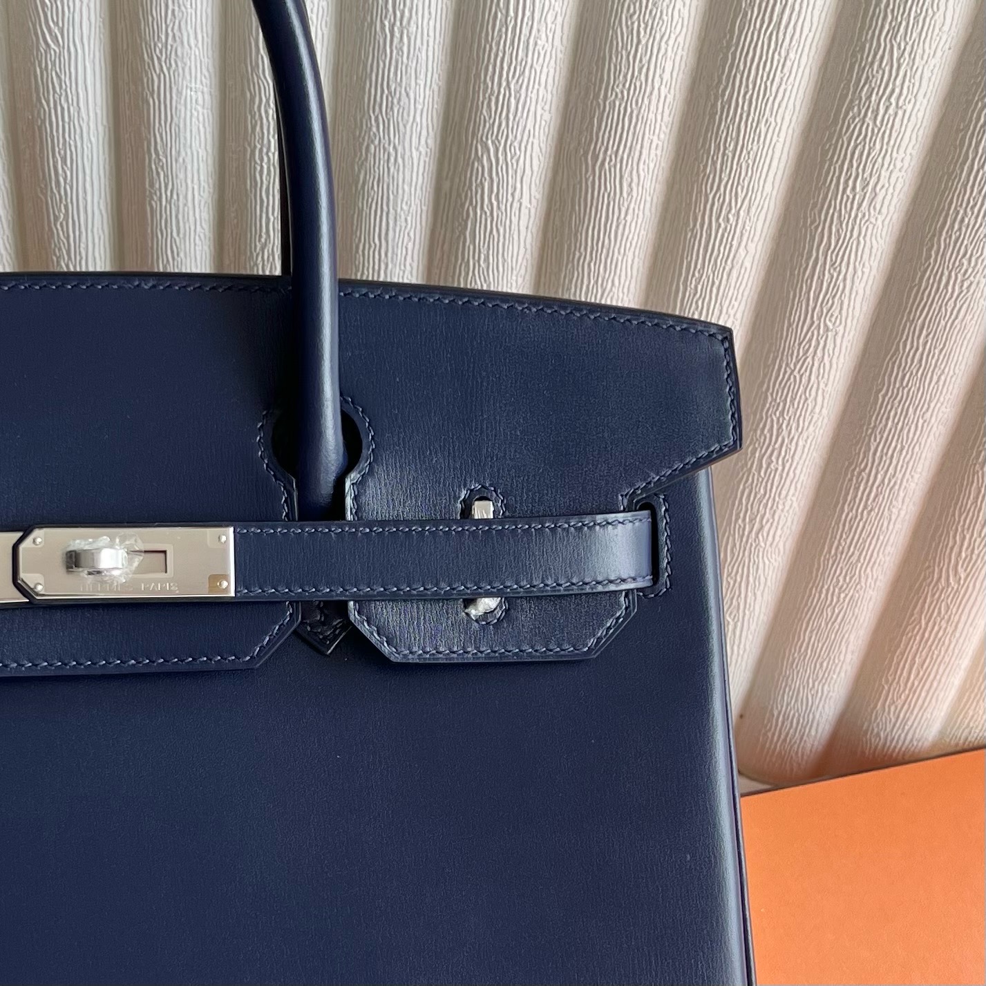 Birkin 30cm Box Color: Ck73 sapphire blue, fully handmade wax stitching Original hardware hand-engraved Silver buckle customized✈️ - Image 2