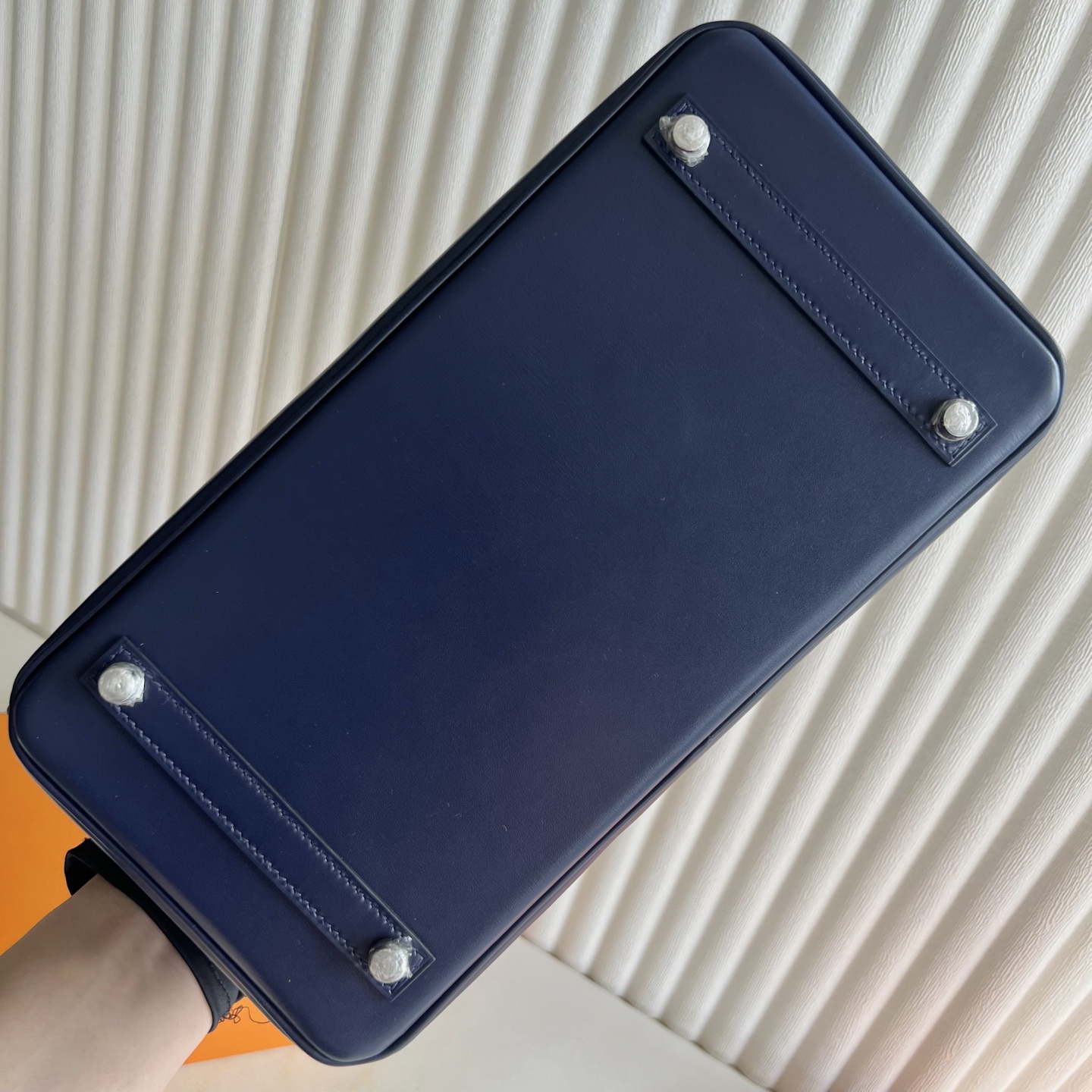 Birkin 30cm Box Color: Ck73 sapphire blue, fully handmade wax stitching Original hardware hand-engraved Silver buckle customized✈️ - Image 10
