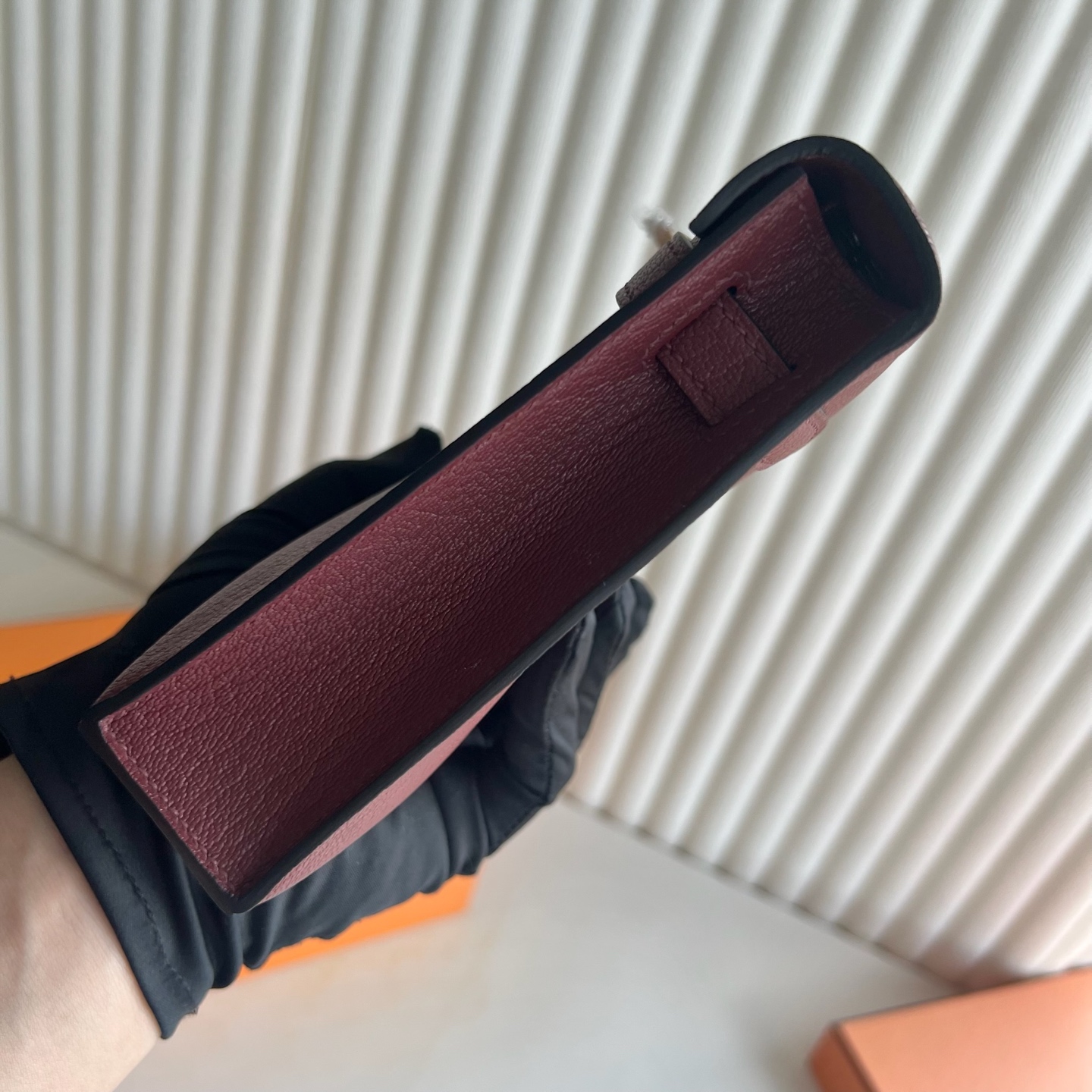 Kelly Elan 27cm Chevre imported goatskin Color: Ck55 Hermès Red Rouge H Rghw Fully handmade wax stitching Rose gold buckle customized✈️ - Image 3