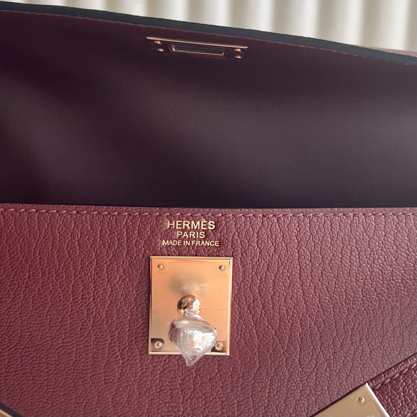Kelly Elan 27cm Chevre imported goatskin Color: Ck55 Hermès Red Rouge H Rghw Fully handmade wax stitching Rose gold buckle customized✈️ - Image 8