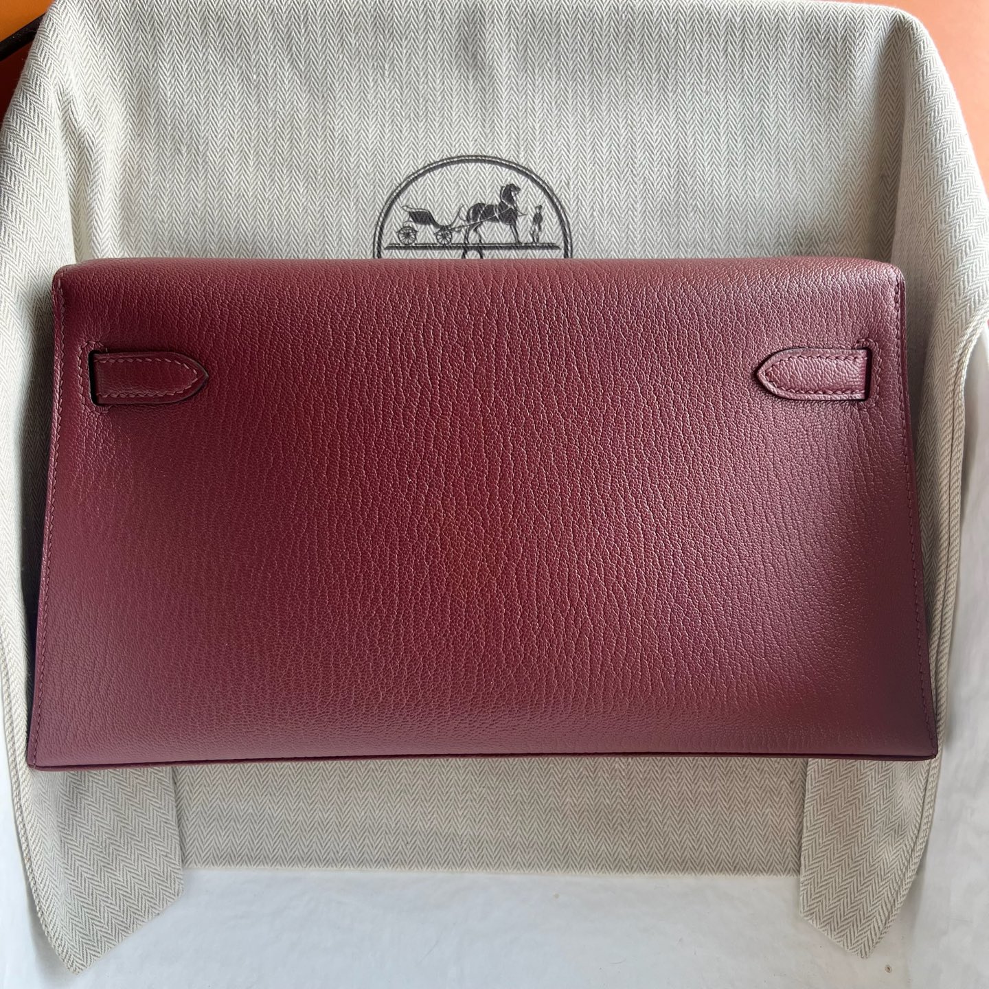 Kelly Elan 27cm Chevre imported goatskin Color: Ck55 Hermès Red Rouge H Rghw Fully handmade wax stitching Rose gold buckle customized✈️ - Image 10