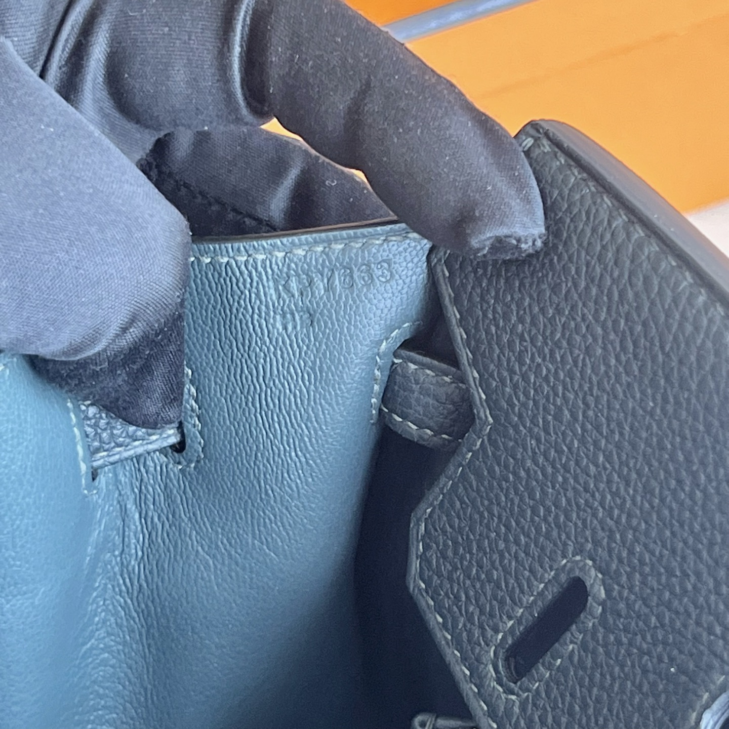 Birkin 25cm Togo original calfskin imported from Germany Color: V0 Rousseau Green Vert Rousseau Phw Fully handmade wax thread sewing, silver buckle, customized✈️ - Image 6