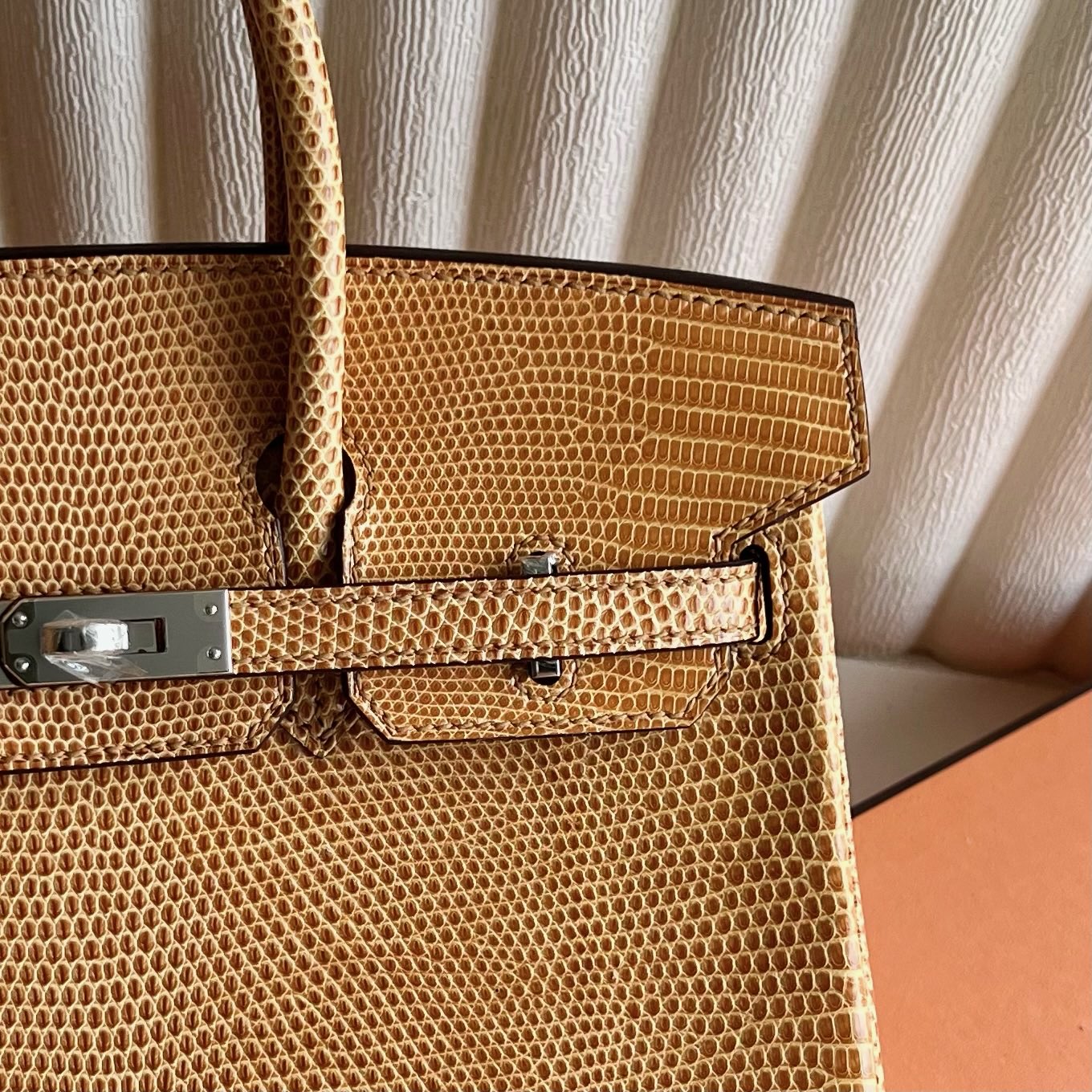Spot Birkin 25cm Lizard imported lizard skin Color: 2S sesame color, fully handmade wax stitching Phw Stock - Image 2
