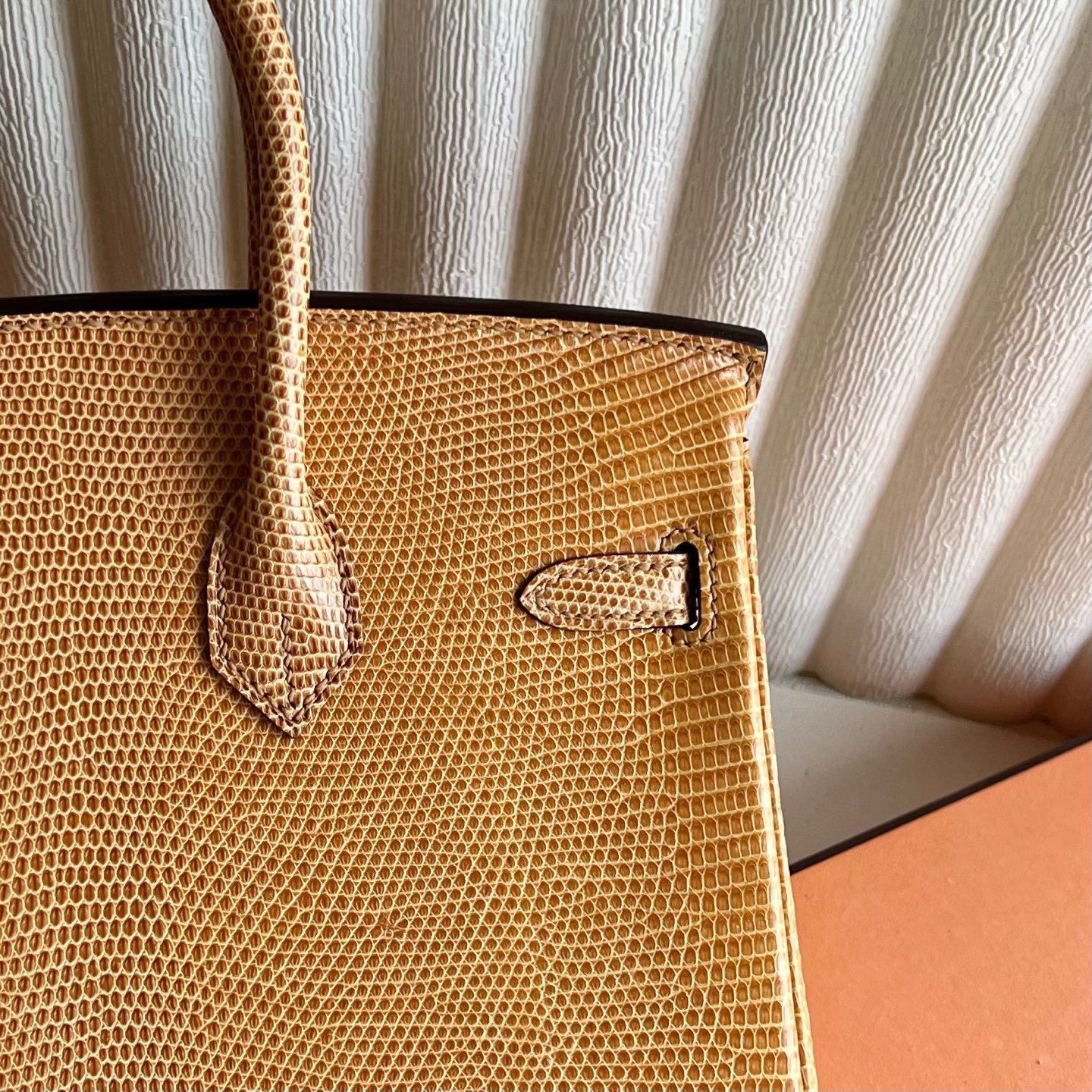 Spot Birkin 25cm Lizard imported lizard skin Color: 2S sesame color, fully handmade wax stitching Phw Stock - Image 5