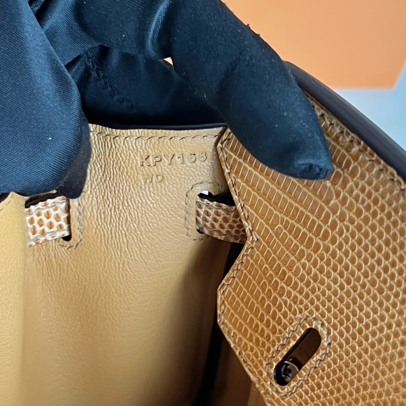 Spot Birkin 25cm Lizard imported lizard skin Color: 2S sesame color, fully handmade wax stitching Phw Stock - Image 7