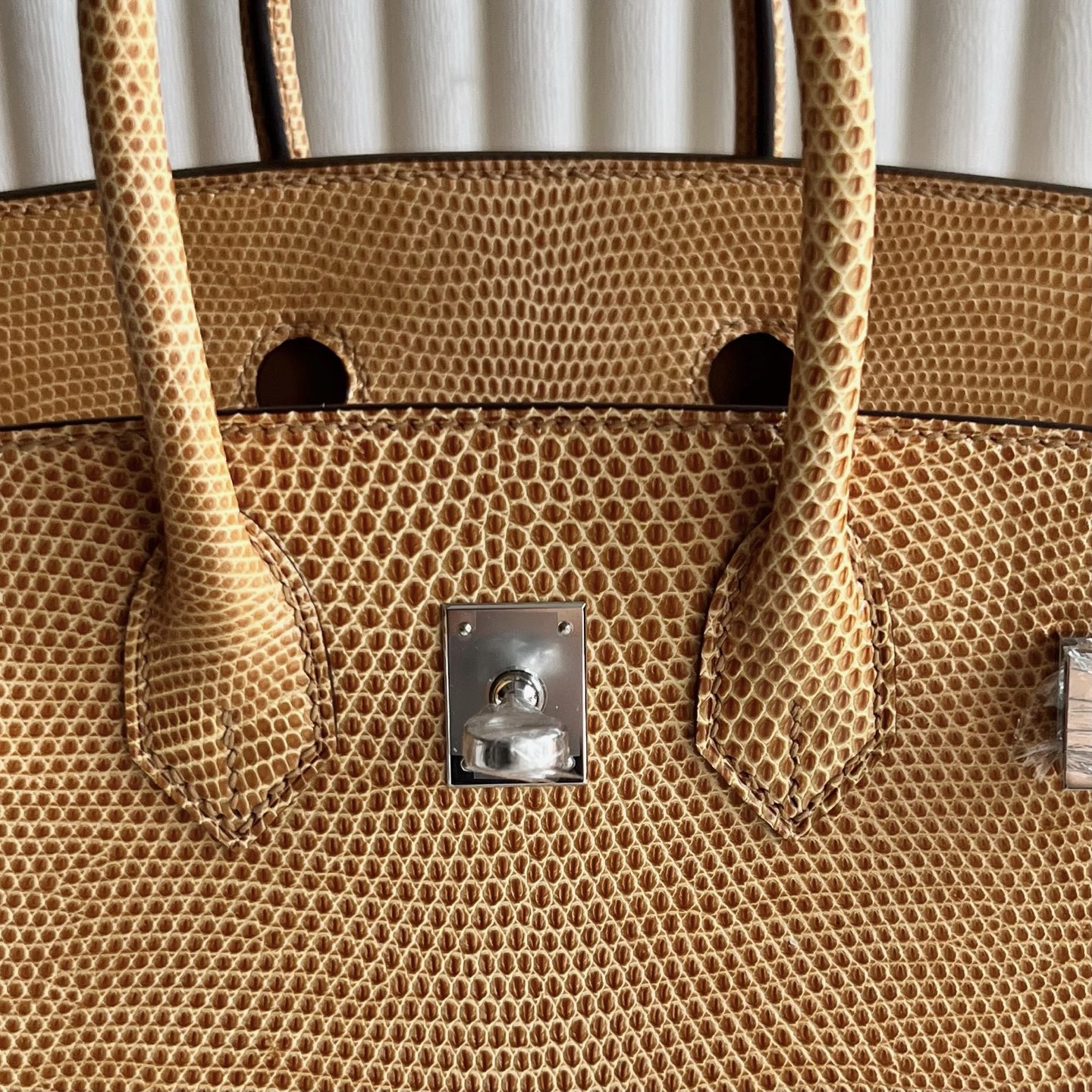 Spot Birkin 25cm Lizard imported lizard skin Color: 2S sesame color, fully handmade wax stitching Phw Stock - Image 8