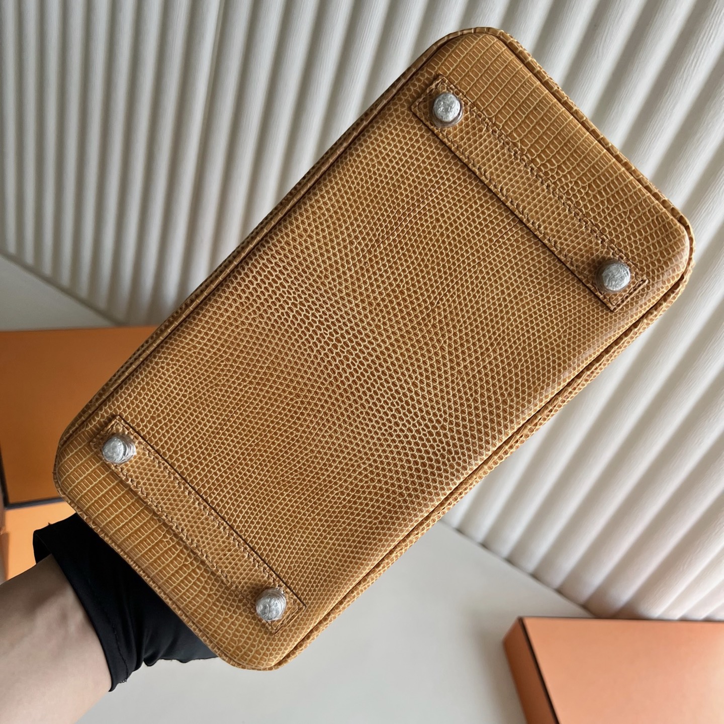 Spot Birkin 25cm Lizard imported lizard skin Color: 2S sesame color, fully handmade wax stitching Phw Stock - Image 9