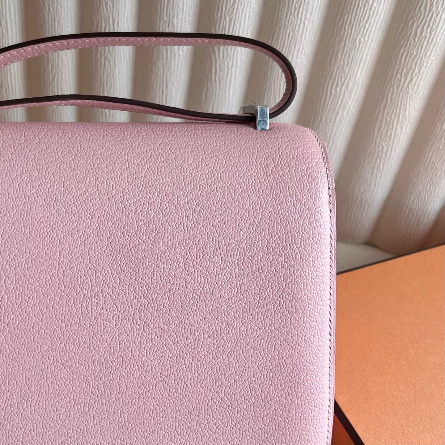 Constance 18cm Chever original imported goatskin Color: 3Q new pink Rose Sakura, fully handmade wax thread sewing Phw customized✈️ - Image 5