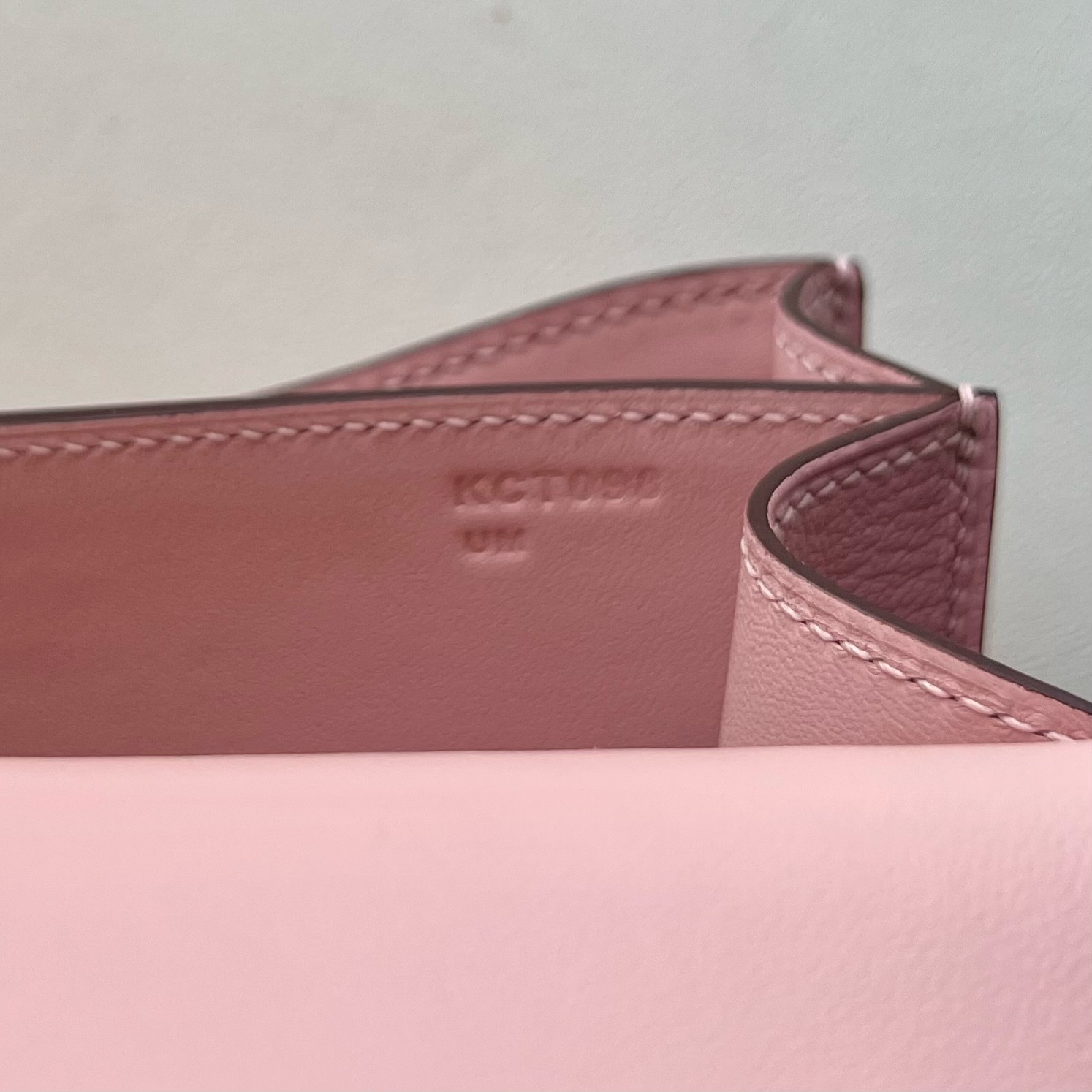 Constance 18cm Chever original imported goatskin Color: 3Q new pink Rose Sakura, fully handmade wax thread sewing Phw customized✈️ - Image 7