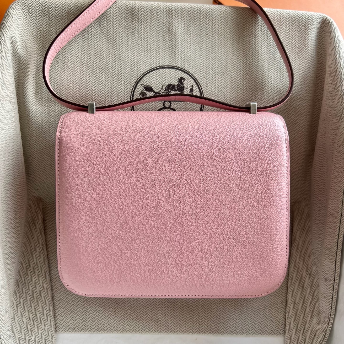 Constance 18cm Chever original imported goatskin Color: 3Q new pink Rose Sakura, fully handmade wax thread sewing Phw customized✈️ - Image 11