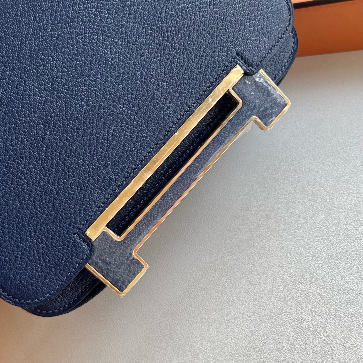 Geta 20cm Chever imported goatskin Color: 73 Sapphire Blue Sapphire Fully handmade wax stitching Gold buckle customized - Image 2