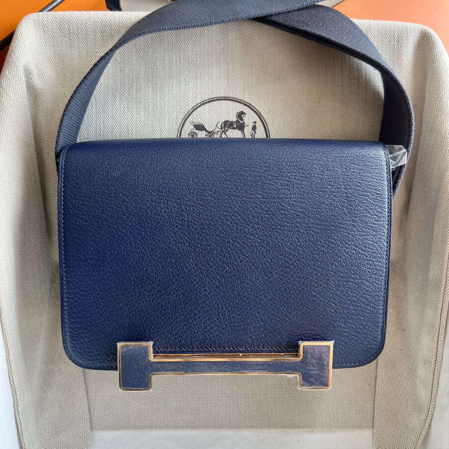 Geta 20cm Chever imported goatskin Color: 73 Sapphire Blue Sapphire Fully handmade wax stitching Gold buckle customized - Image 8