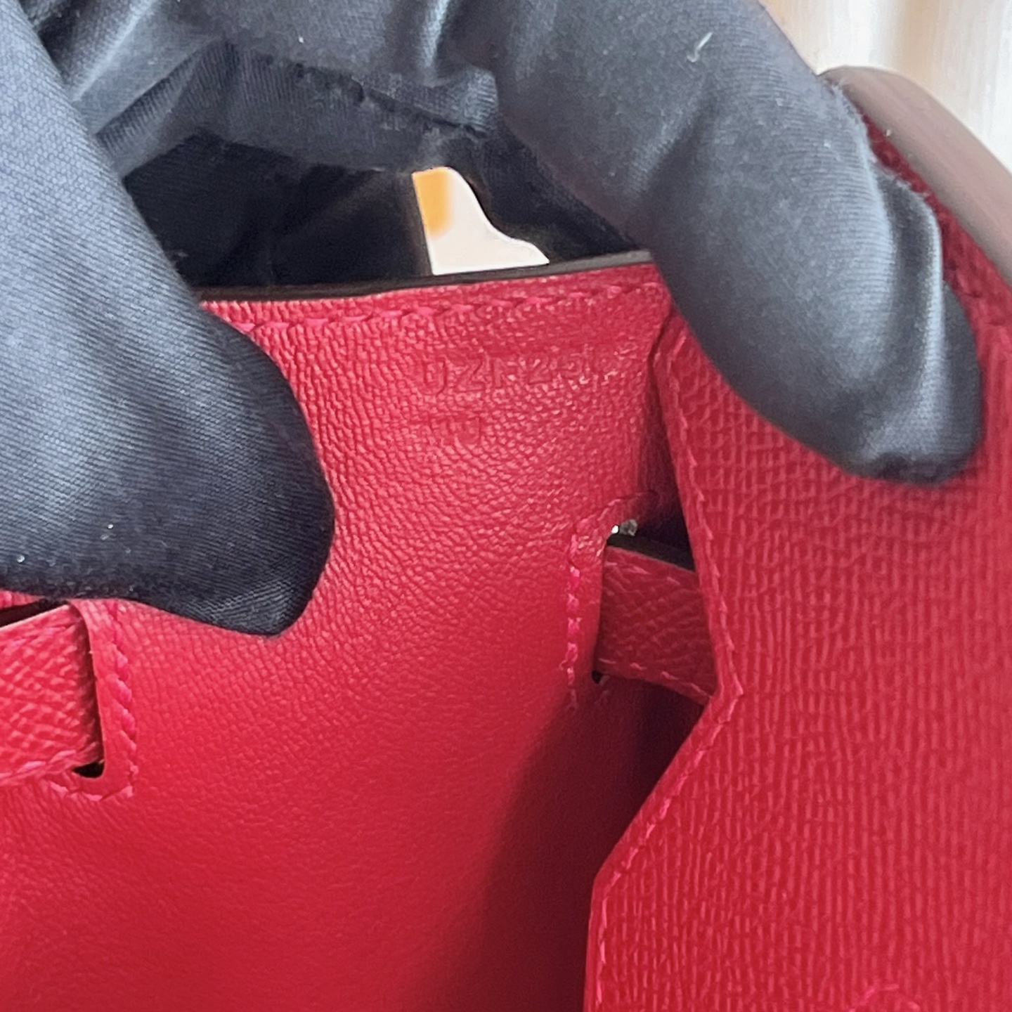 Birkin 30cm Epsom original imported from Germany palm print Color: Q5 national flag red Rouge Casaque, fully handmade wax stitching Gold buckle customized✈️ - Image 9