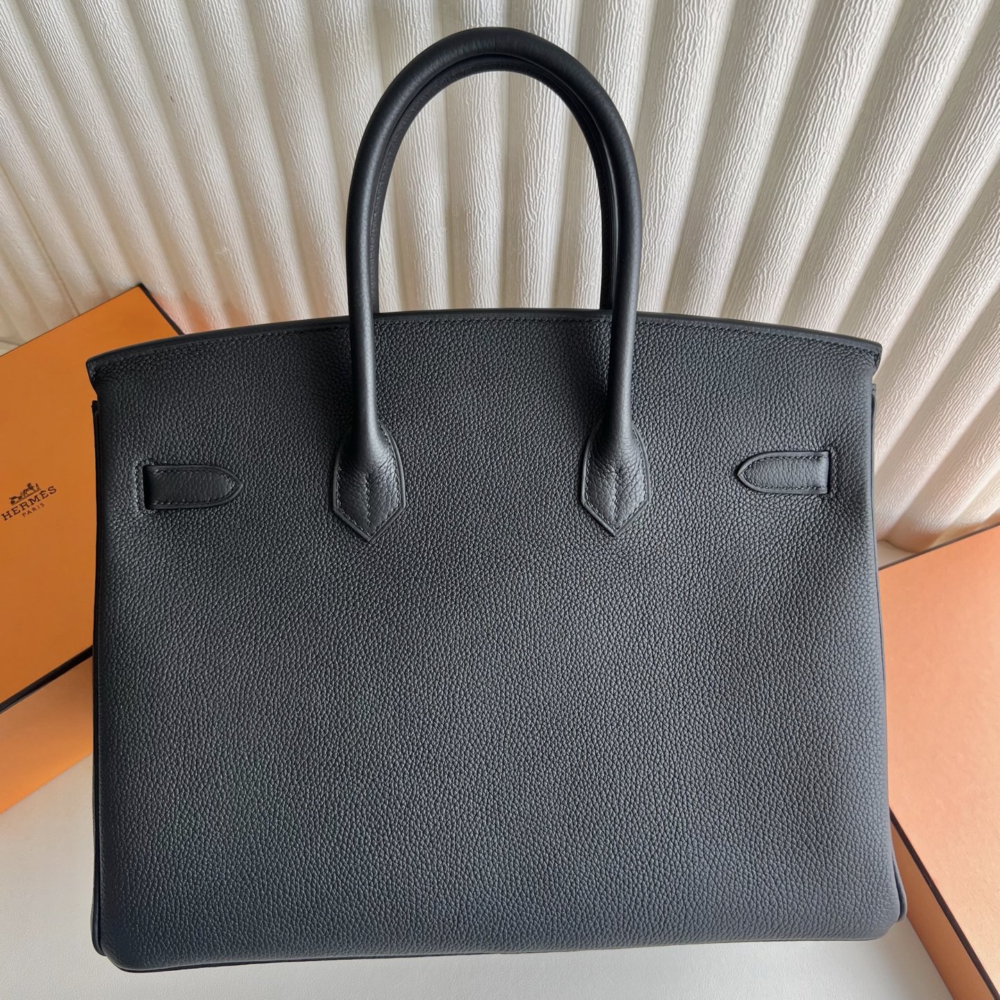 Birkin 35cm Togo original imported German calfskin Color: 89 black Noir, fully handmade wax stitching Gold buckle customized✈️ - Image 5
