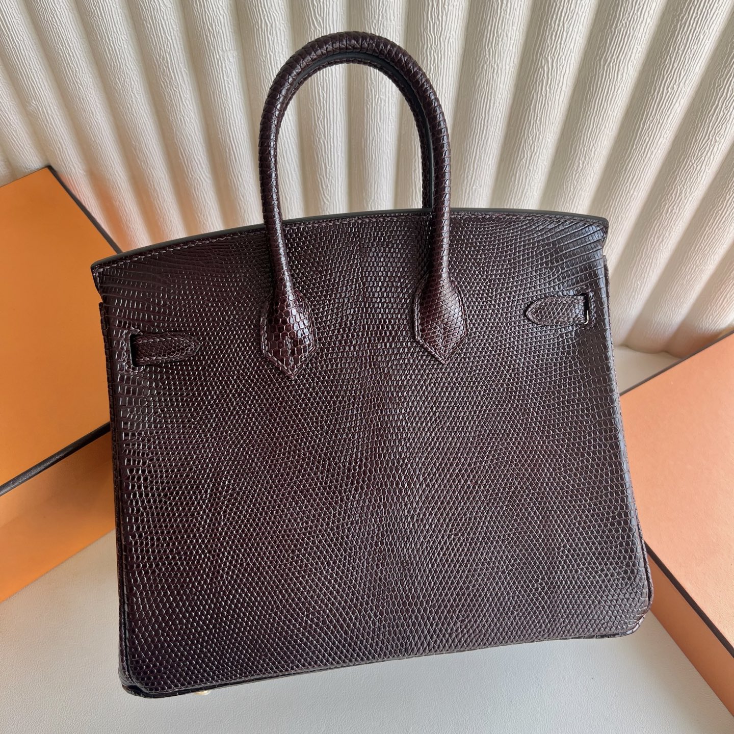 Birkin 25cm Lizard imported lizard skin Color: 41 Havane, gold buckle, handmade wax stitching Ghw customized✈️ - Image 4