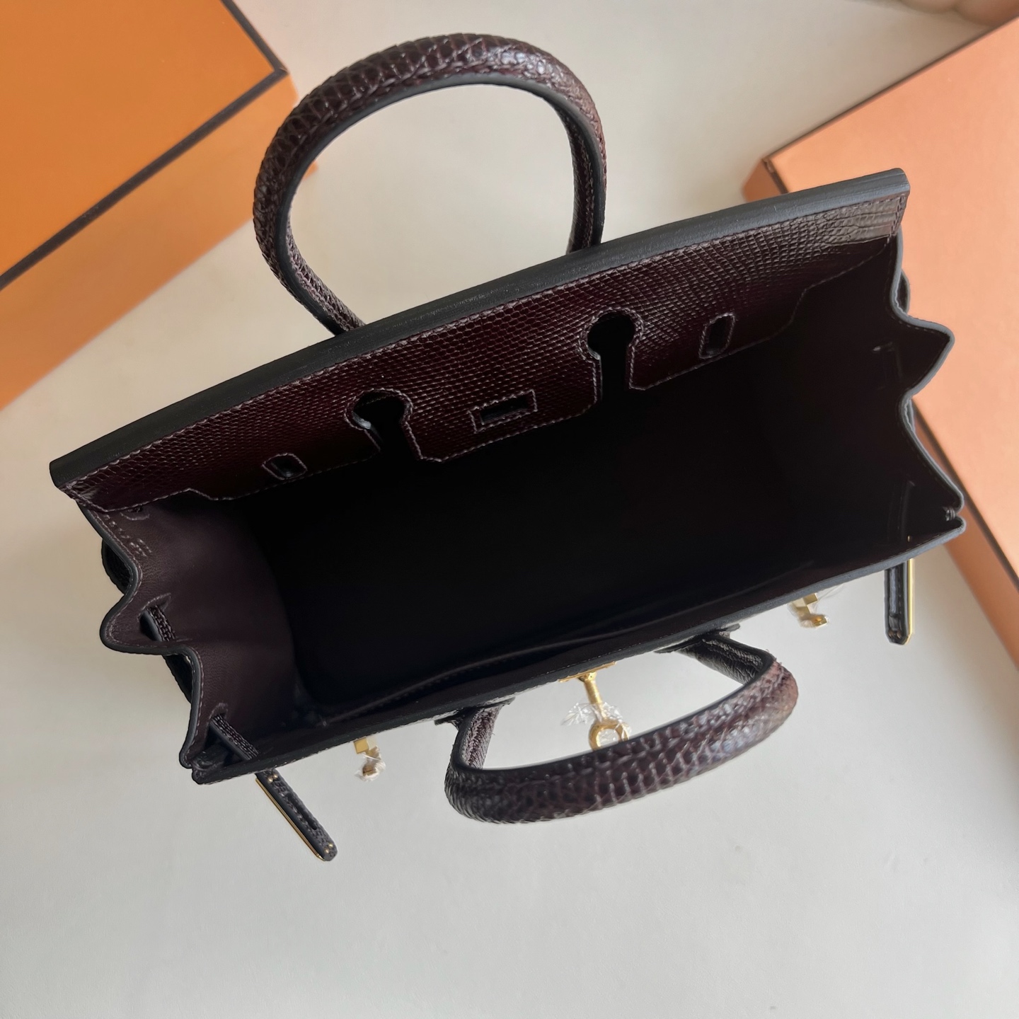 Birkin 25cm Lizard imported lizard skin Color: 41 Havane, gold buckle, handmade wax stitching Ghw customized✈️ - Image 6