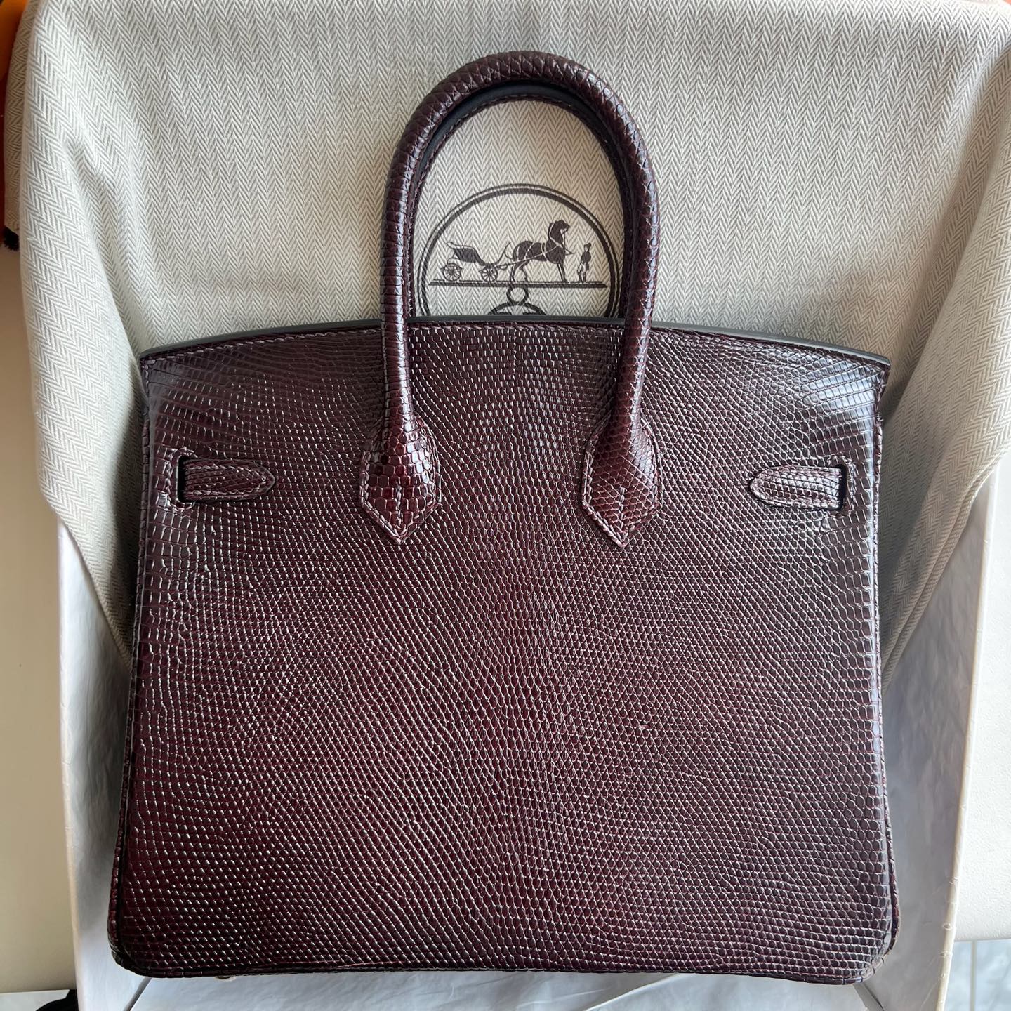 Birkin 25cm Lizard imported lizard skin Color: 41 Havane, gold buckle, handmade wax stitching Ghw customized✈️ - Image 11