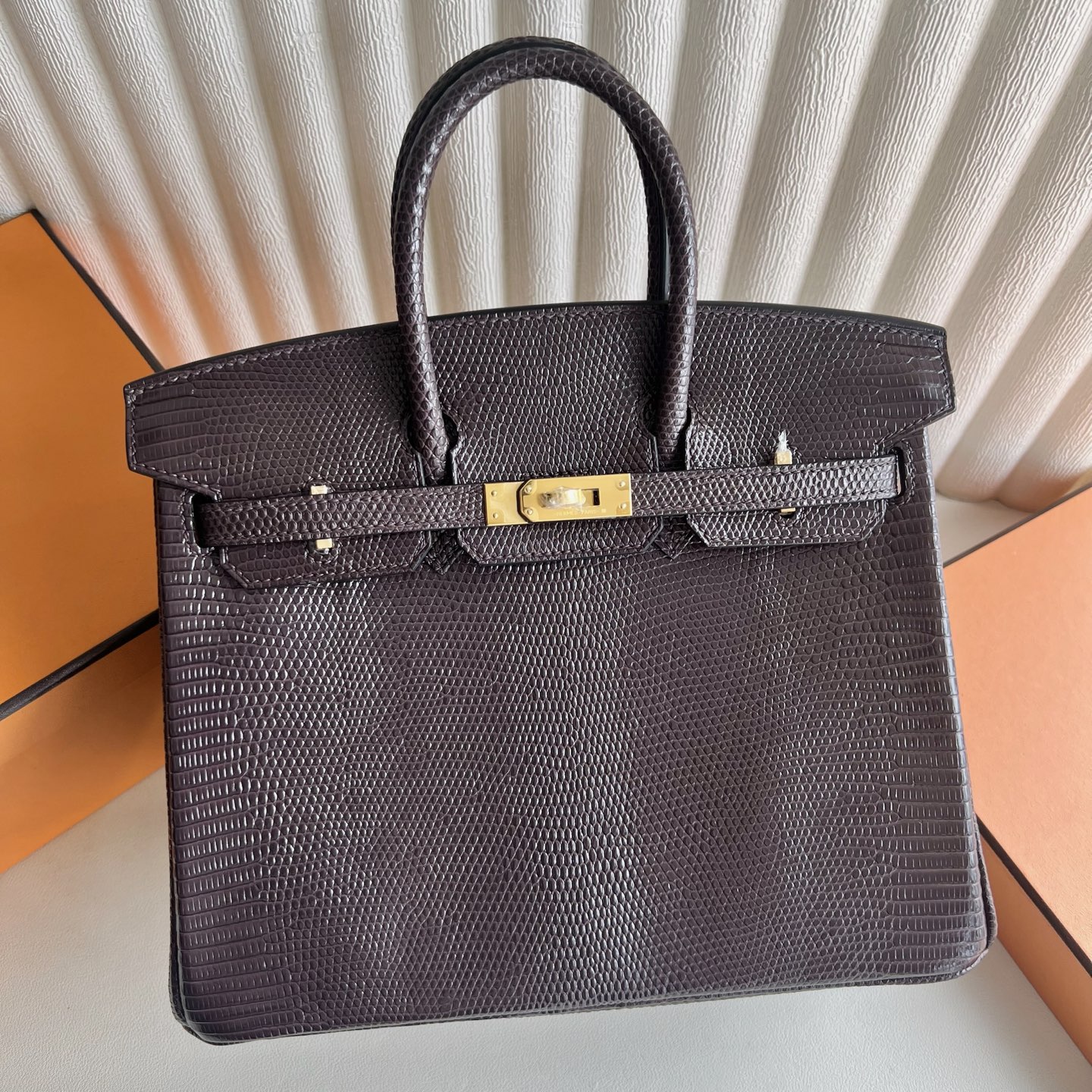Birkin 25cm Lizard imported lizard skin Color: 46 ebony color Ebene fully handmade wax stitching Ghw customized✈️