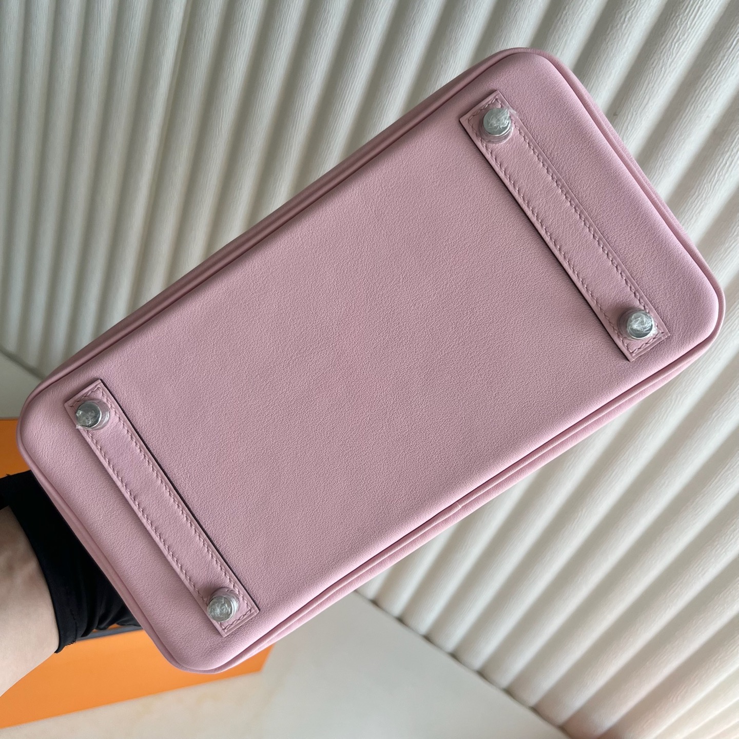 Birkin 25cm Swift Color: 3Q new pink Rose Sakura silver buckle fully handmade wax stitching Original hardware hand-engraved Phw customized✈️ - Image 10