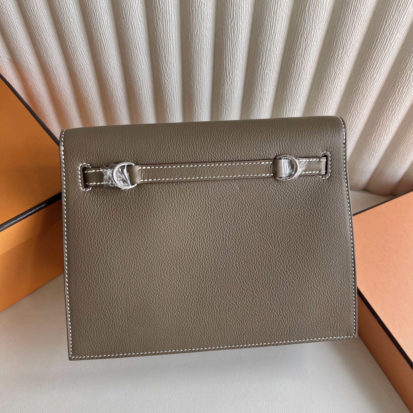 In stock Kelly danse 22cm Evercolor Color: Ck18 elephant gray Etoupe fully handmade wax stitching Phw Stock - Image 4