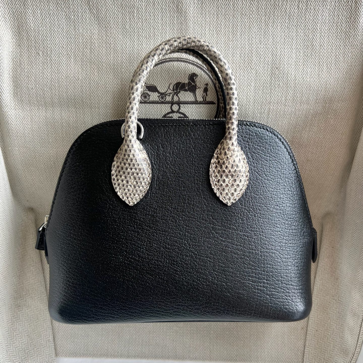 Mini Bolide 20cm Touch Chever spelled Lizard Color: Ck89 black with lizard natural color lizard, fully handmade wax stitching Silver buckle customized✈️ - Image 11