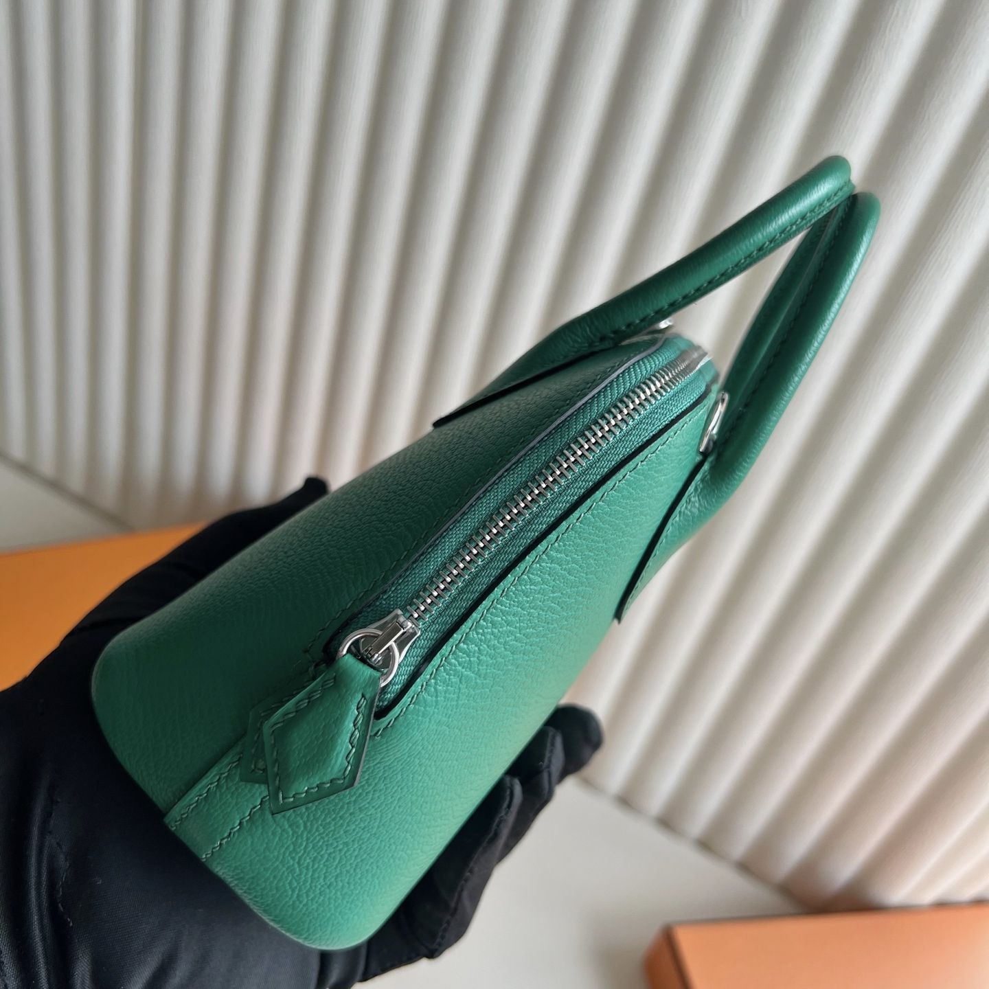 Mini Bolide 20cm Chever Color: U4 velvet green, fully handmade wax thread sewing Silver buckle customized✈️ - Image 3