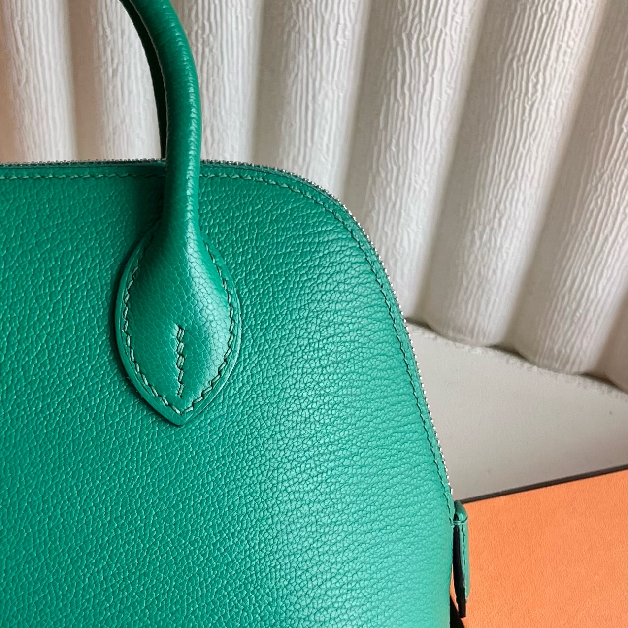 Mini Bolide 20cm Chever Color: U4 velvet green, fully handmade wax thread sewing Silver buckle customized✈️ - Image 6