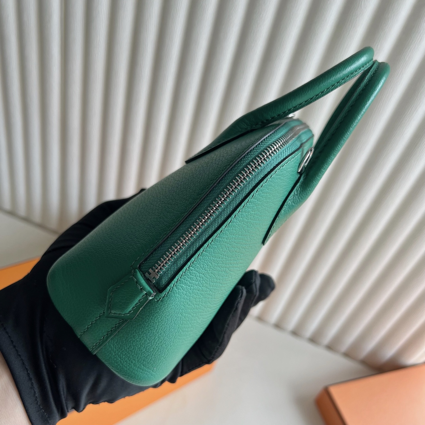 Mini Bolide 20cm Chever Color: U4 velvet green, fully handmade wax thread sewing Silver buckle customized✈️ - Image 9