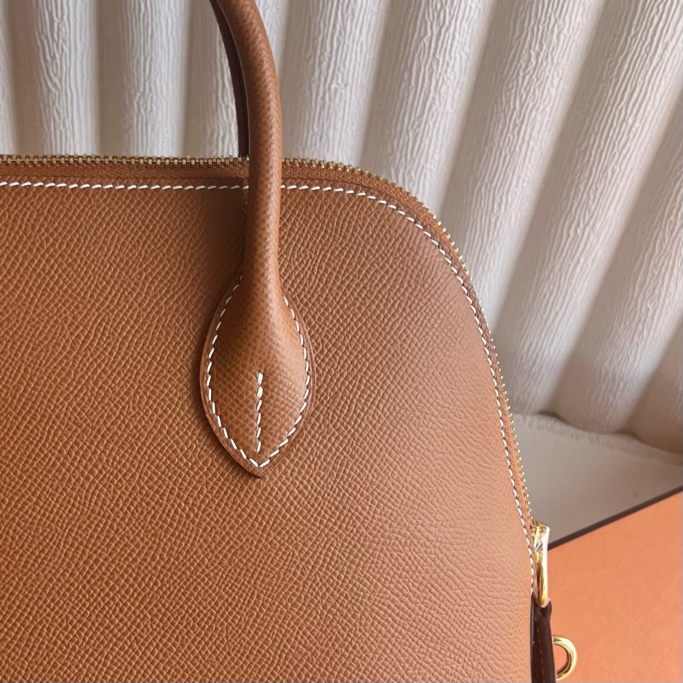 Bolide 25cm Epsom Color: Ck37 golden brown Gold Fully handmade wax thread sewing Gold buckle customized✈️ - Image 2