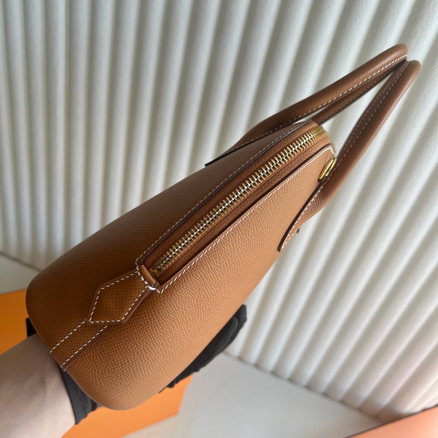 Bolide 25cm Epsom Color: Ck37 golden brown Gold Fully handmade wax thread sewing Gold buckle customized✈️ - Image 4