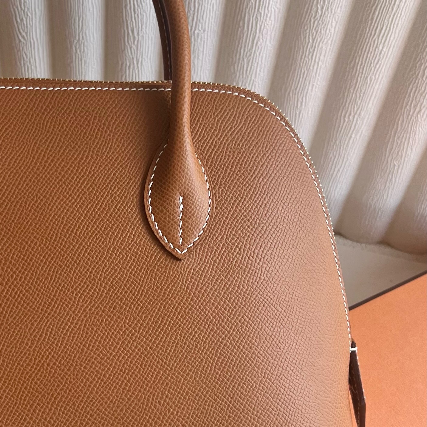 Bolide 25cm Epsom Color: Ck37 golden brown Gold Fully handmade wax thread sewing Gold buckle customized✈️ - Image 6