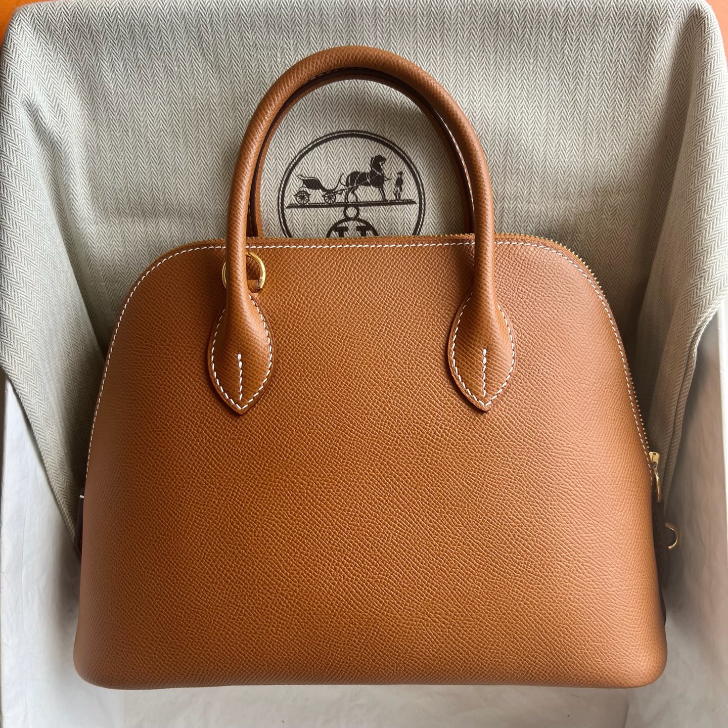 Bolide 25cm Epsom Color: Ck37 golden brown Gold Fully handmade wax thread sewing Gold buckle customized✈️ - Image 11
