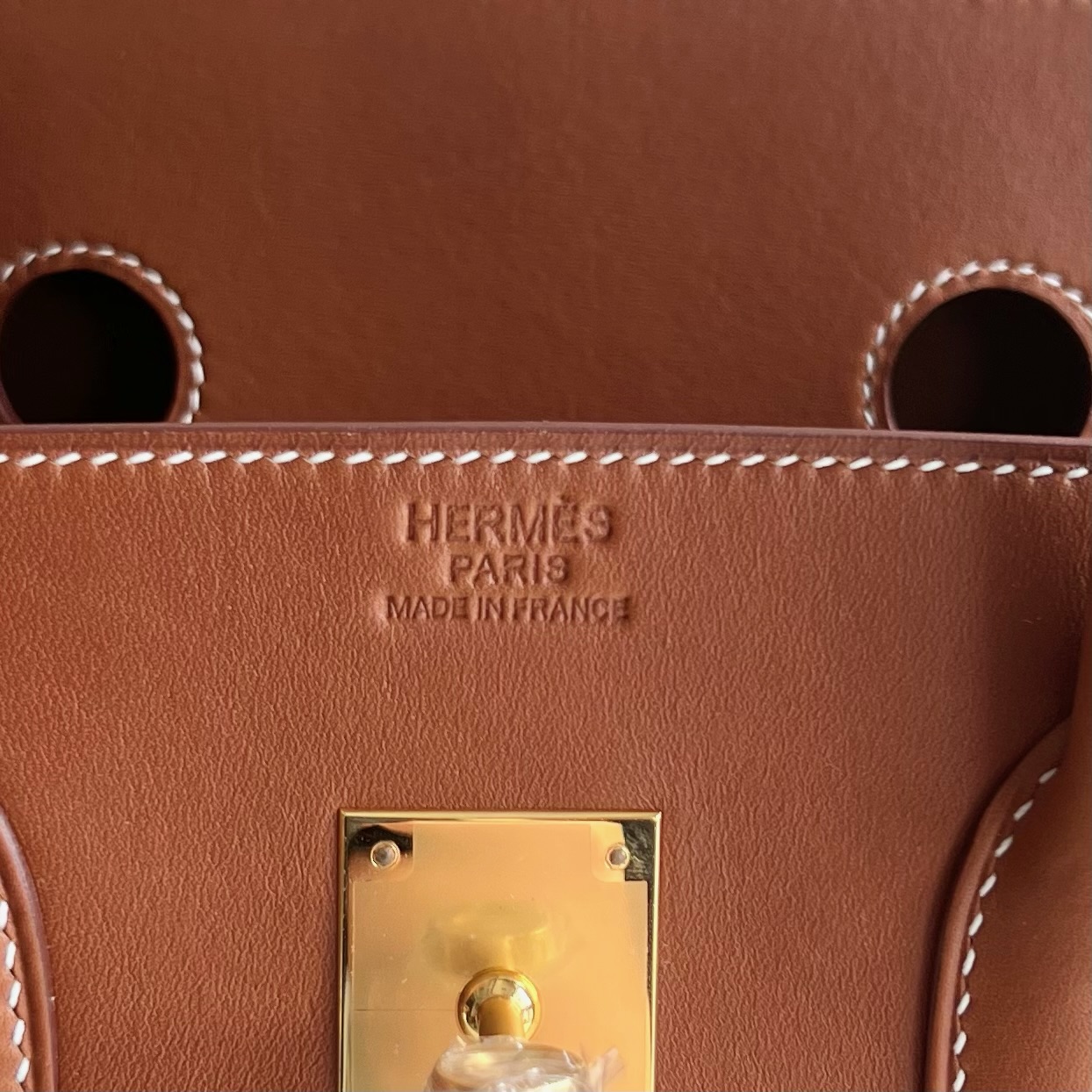 Birkin 35cm Barenia plain saddle leather Color: 37 golden brown Gold Fully handmade wax stitching Original hardware hand-engraved Gold buckle customized✈️ - Image 9