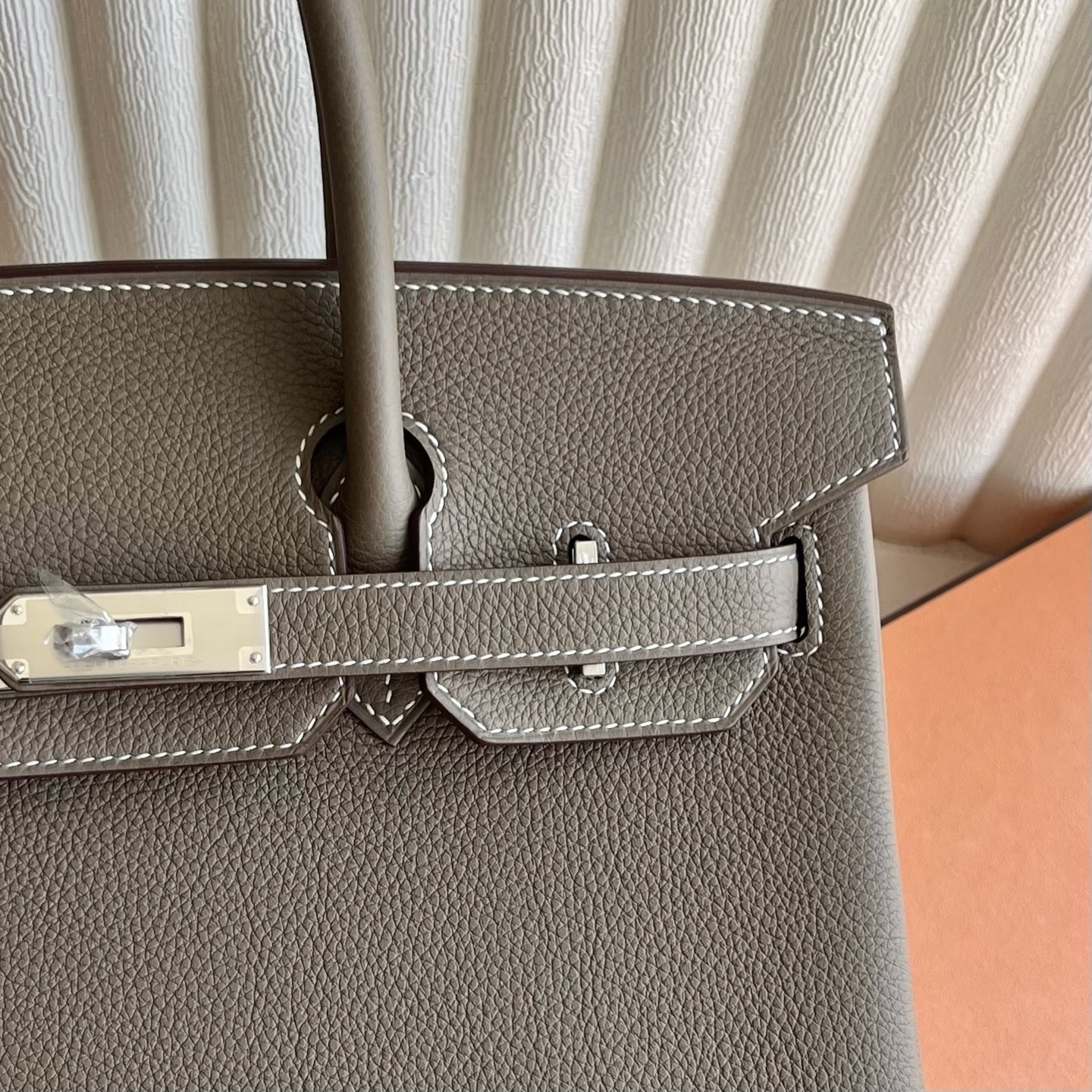 Birkin 30cm Togo original calfskin imported from Germany Color: Ck18 elephant gray Etoupe fully handmade wax stitching Original hardware hand-engraved Silver buckle customized✈️ - Image 2