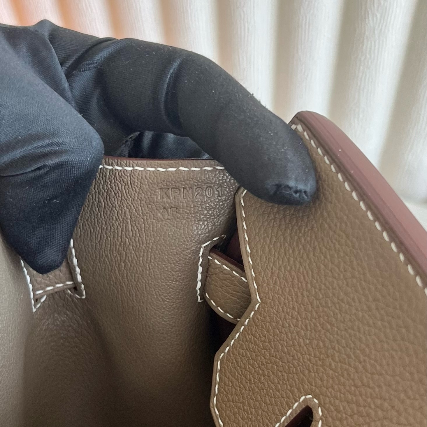 Birkin 30cm Togo original calfskin imported from Germany Color: Ck18 elephant gray Etoupe fully handmade wax stitching Original hardware hand-engraved Silver buckle customized✈️ - Image 8